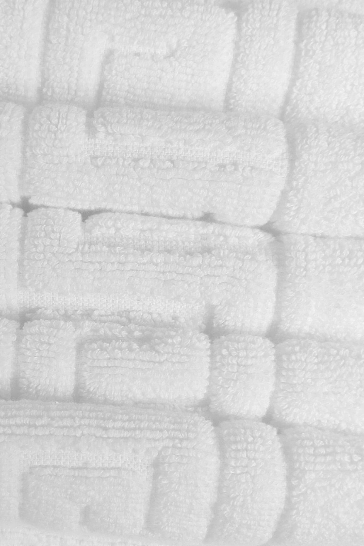 5 li Otel Ayak Havlusu Bukle Ayak İzli 50x70 Cm Beyaz 20/2 Ring 250 Gr