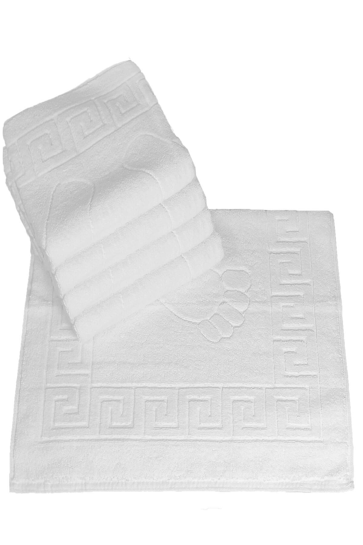 5 li Otel Ayak Havlusu Bukle Ayak İzli 50x70 Cm Beyaz 20/2 Ring 250 Gr