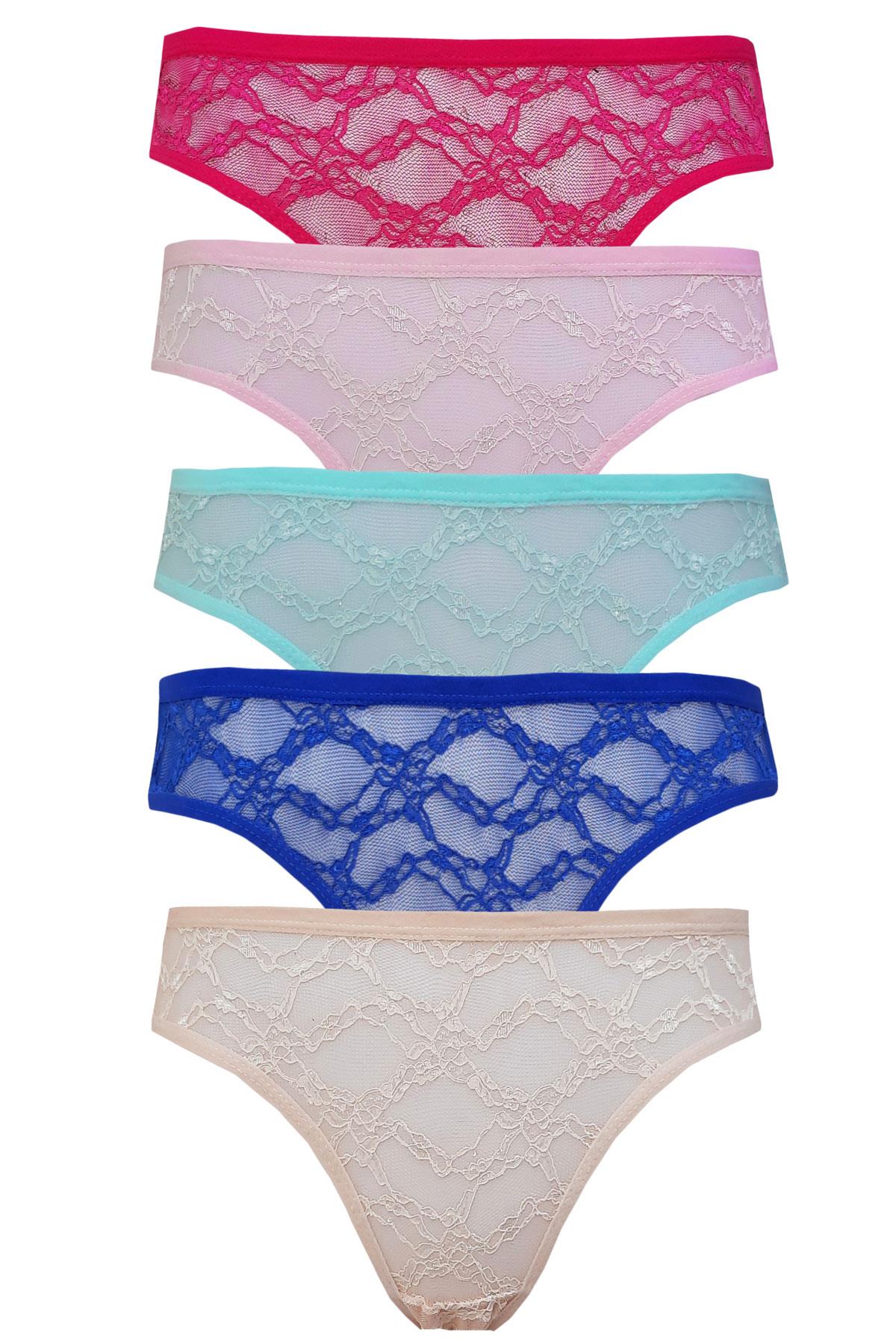 5li Kadın Dantelli Pamuklu Bikini Külot İç Çamaşırı Kaliteli