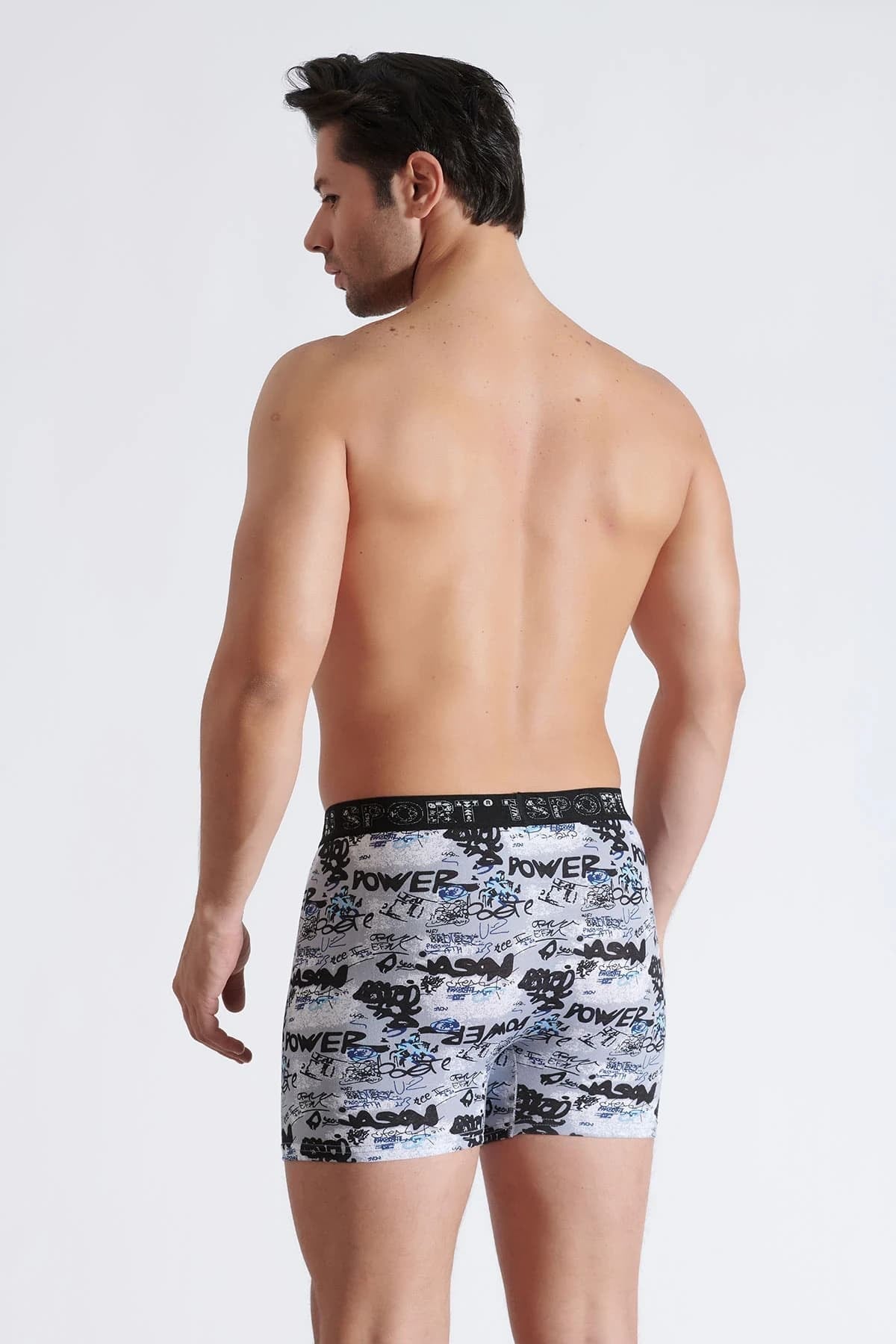 5li Tutku Erkek Boxer Desenli Likralı Pamuklu İç Çamaşırı  