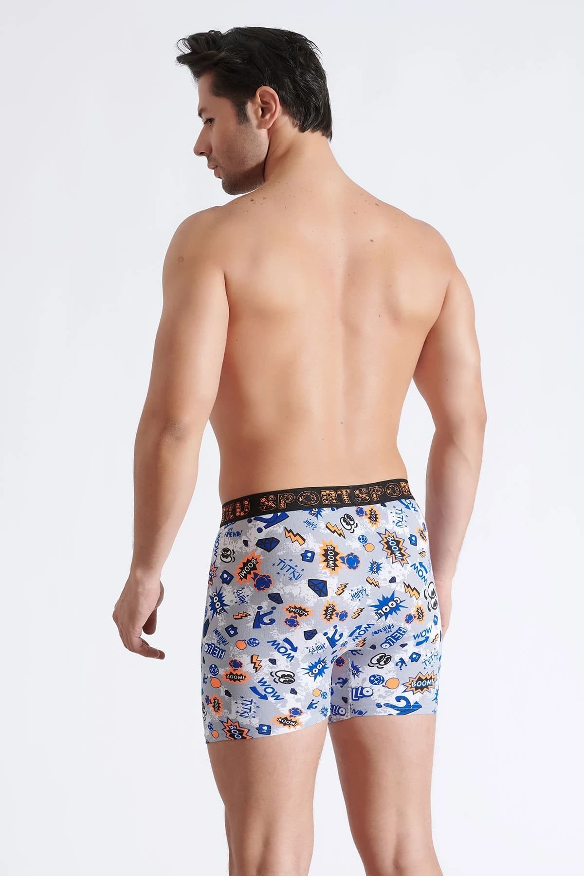 5li Tutku Erkek Boxer Desenli Likralı Pamuklu İç Çamaşırı  