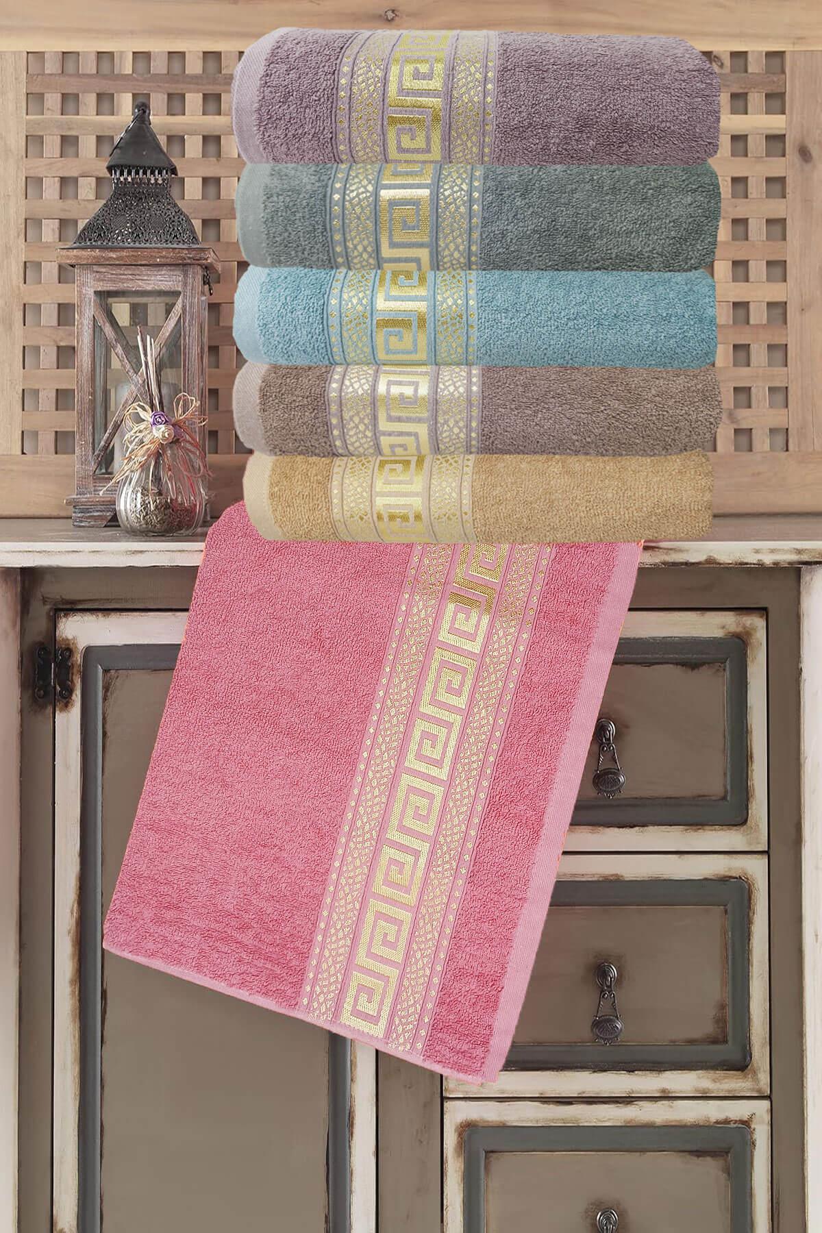 6 lı El Yüz Havlu Seti Heleni %100 Pamuk 50x90 Cm