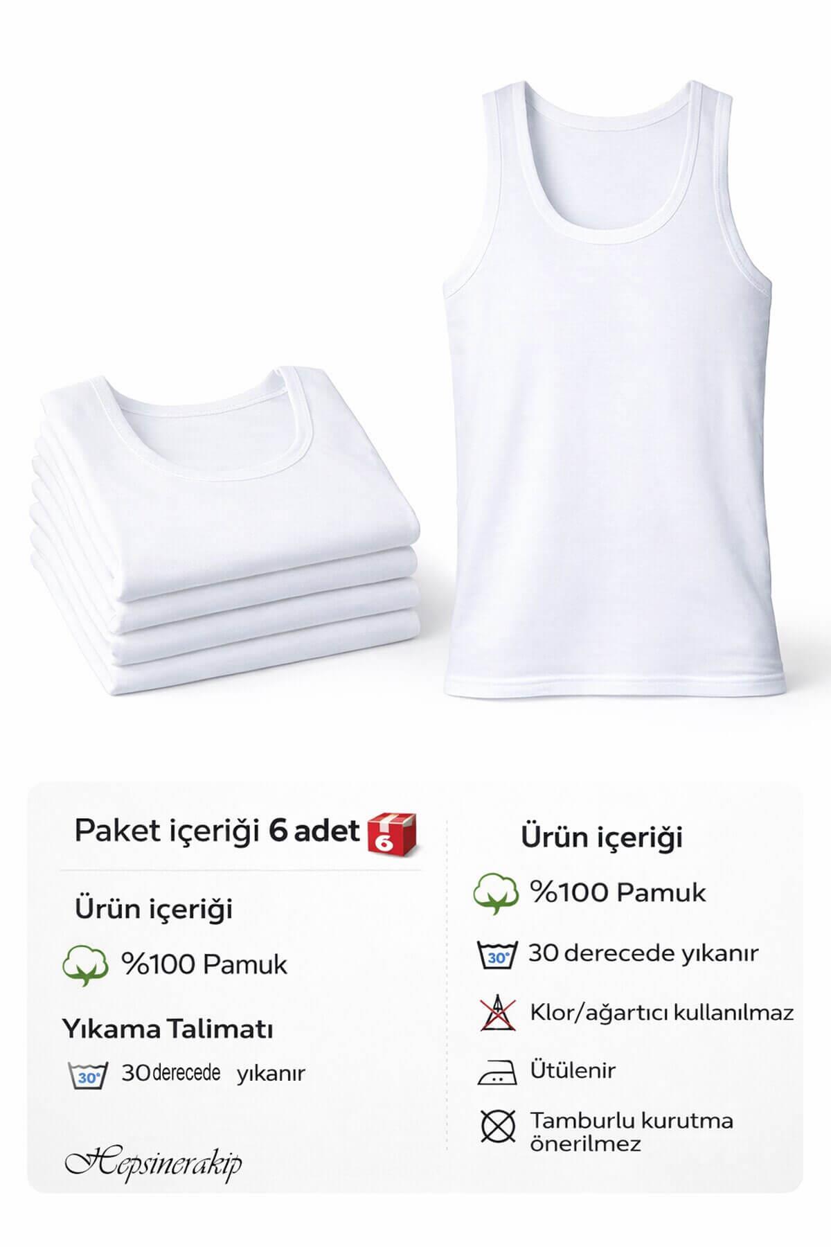6 lı Seher Erkek Penye Battal Boy Askılı Atlet %100 Pamuklu