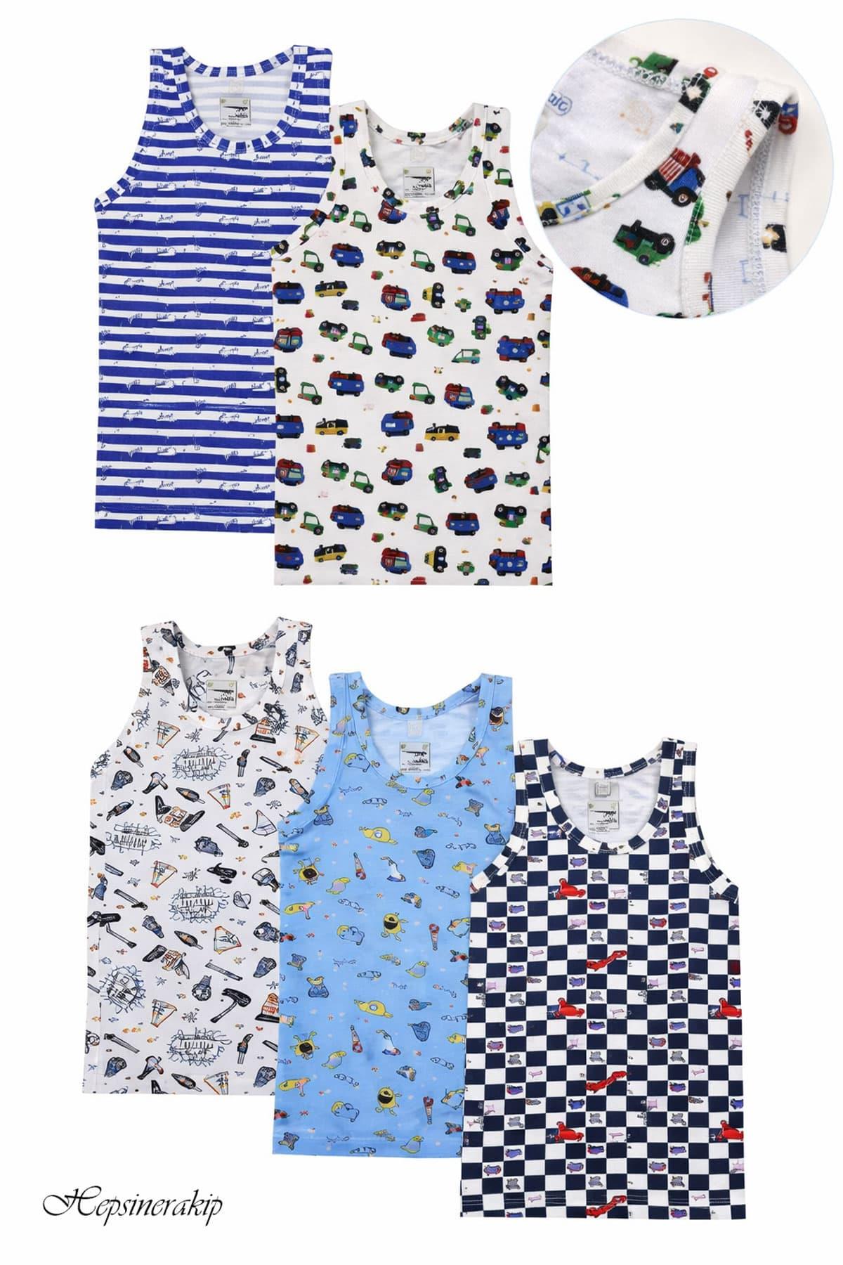 6lı Erkek Çocuk Renkli Atlet Pamuklu Askılı Empirme Elastan