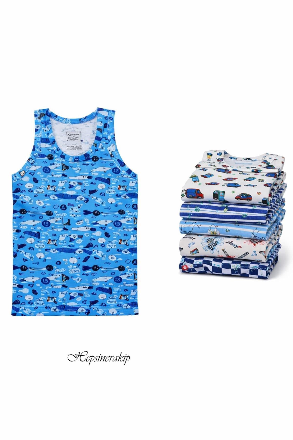 6lı Erkek Çocuk Renkli Atlet Pamuklu Askılı Empirme Elastan