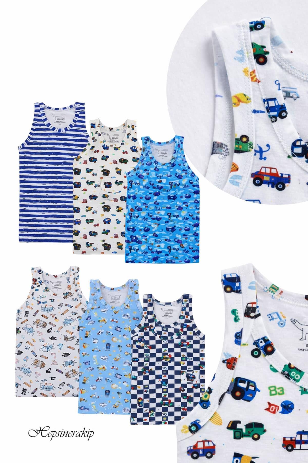 6lı Erkek Çocuk Renkli Atlet Pamuklu Askılı Empirme Elastan