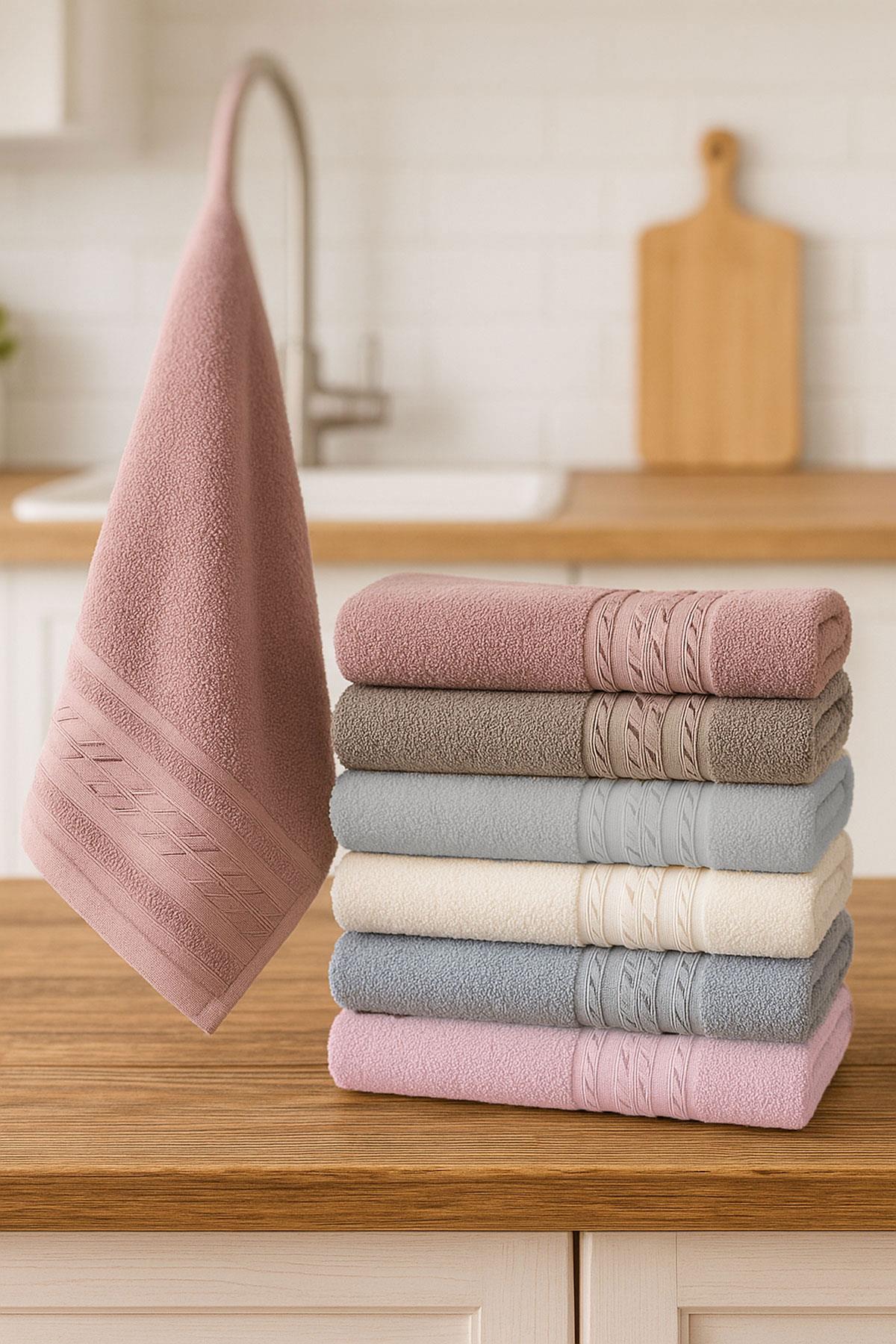 6'lı Mutfak Havlusu Seti 30x50 cm %100 Pamuklu Reyhan