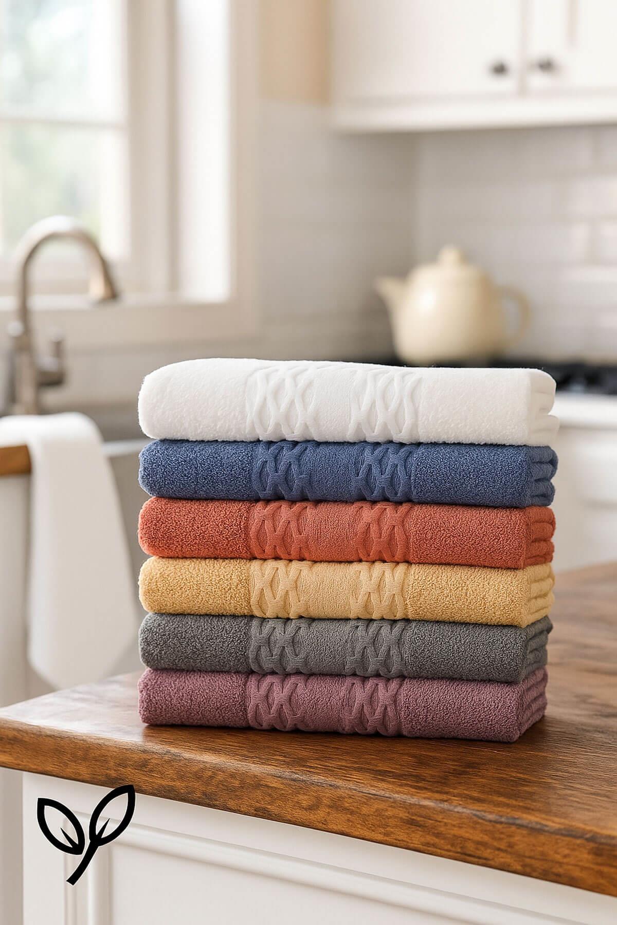 6'lı Mutfak Havlusu Seti 30x50 cm %100 Pamuklu Duru