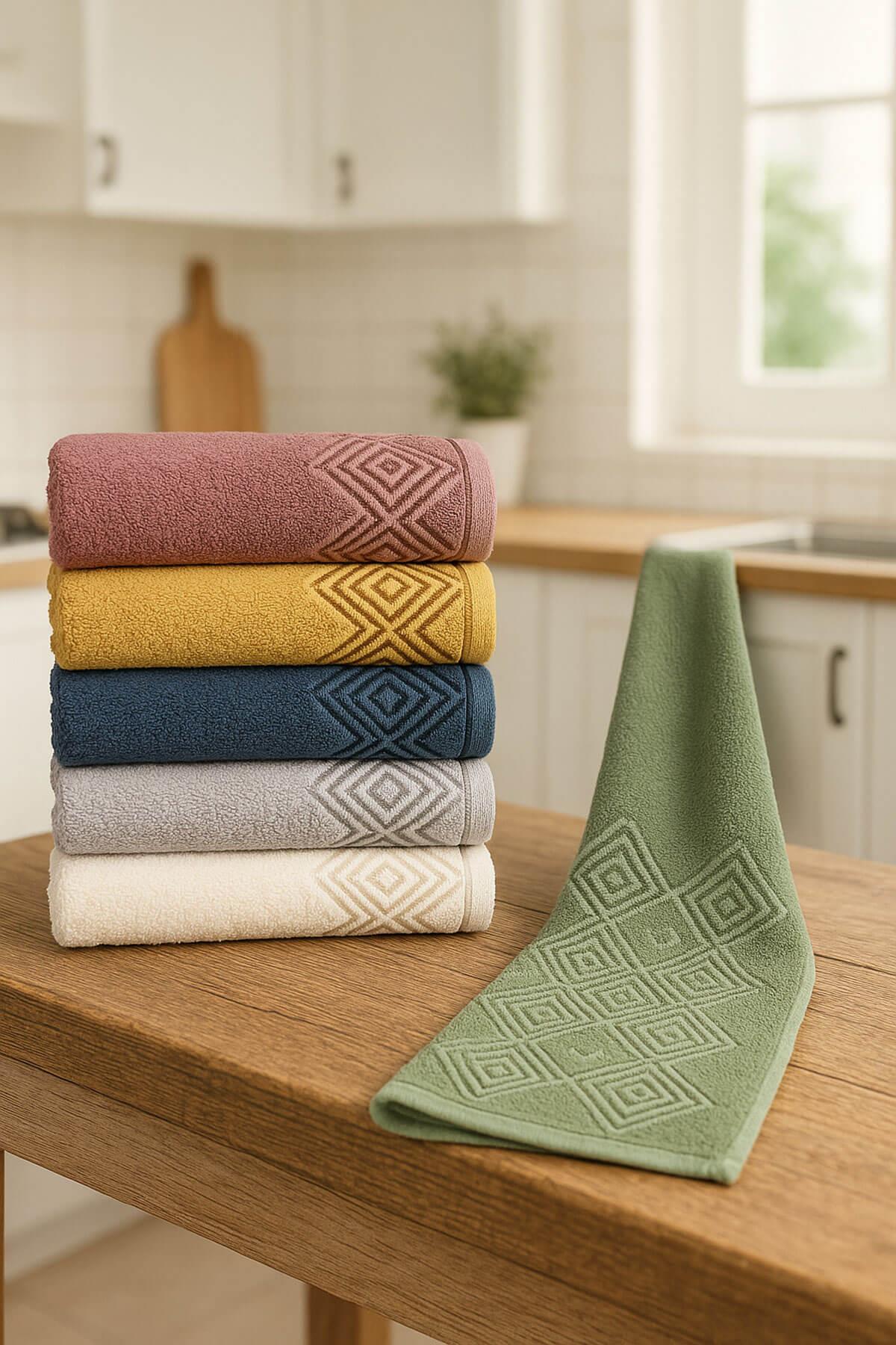 6'lı Mutfak Havlusu Seti 30x50 cm %100 Pamuklu Kare