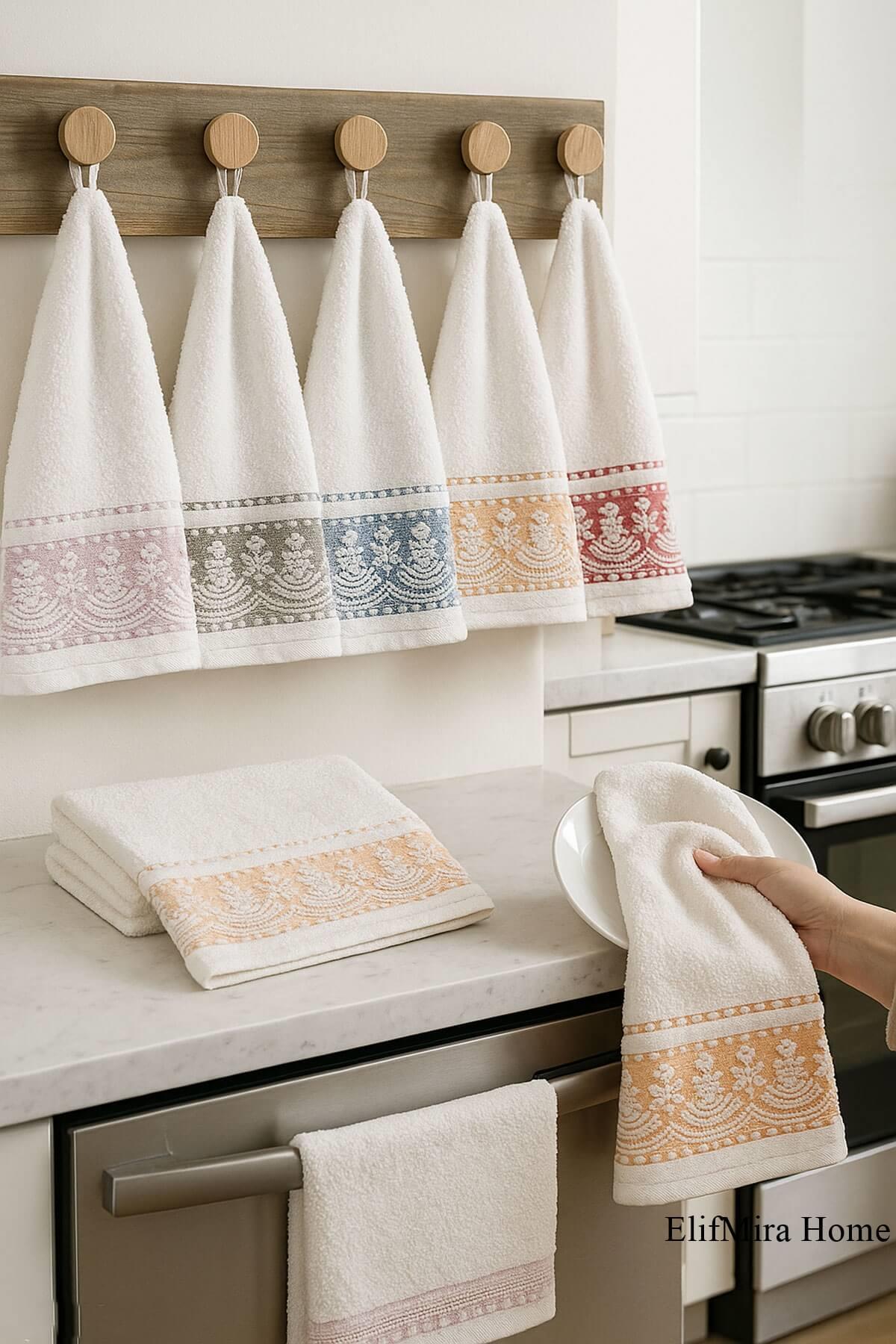 6'lı Mutfak Havlusu Seti 30x50 cm %100 Pamuklu Ege Esintisi