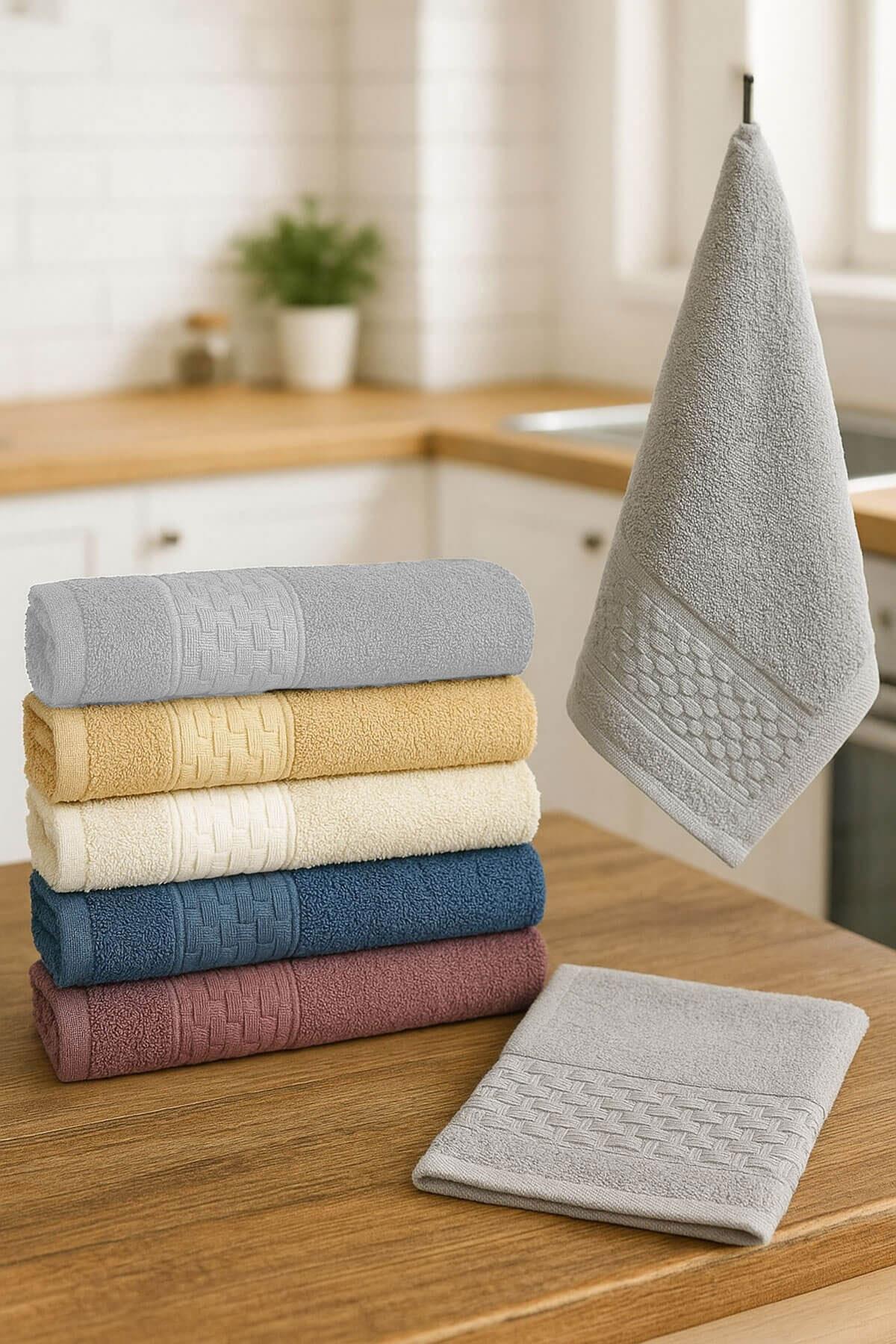 6'lı Mutfak Havlusu Seti 30x50 cm %100 Pamuklu Wendy