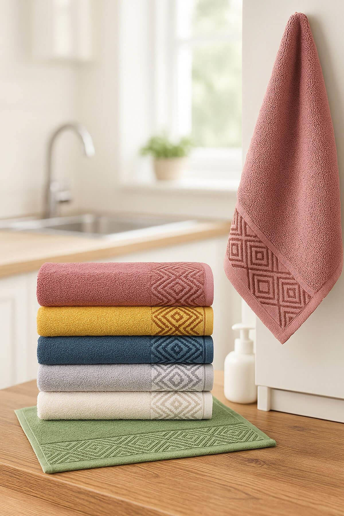 6'lı Mutfak Havlusu Seti 30x50 cm %100 Pamuklu Kare