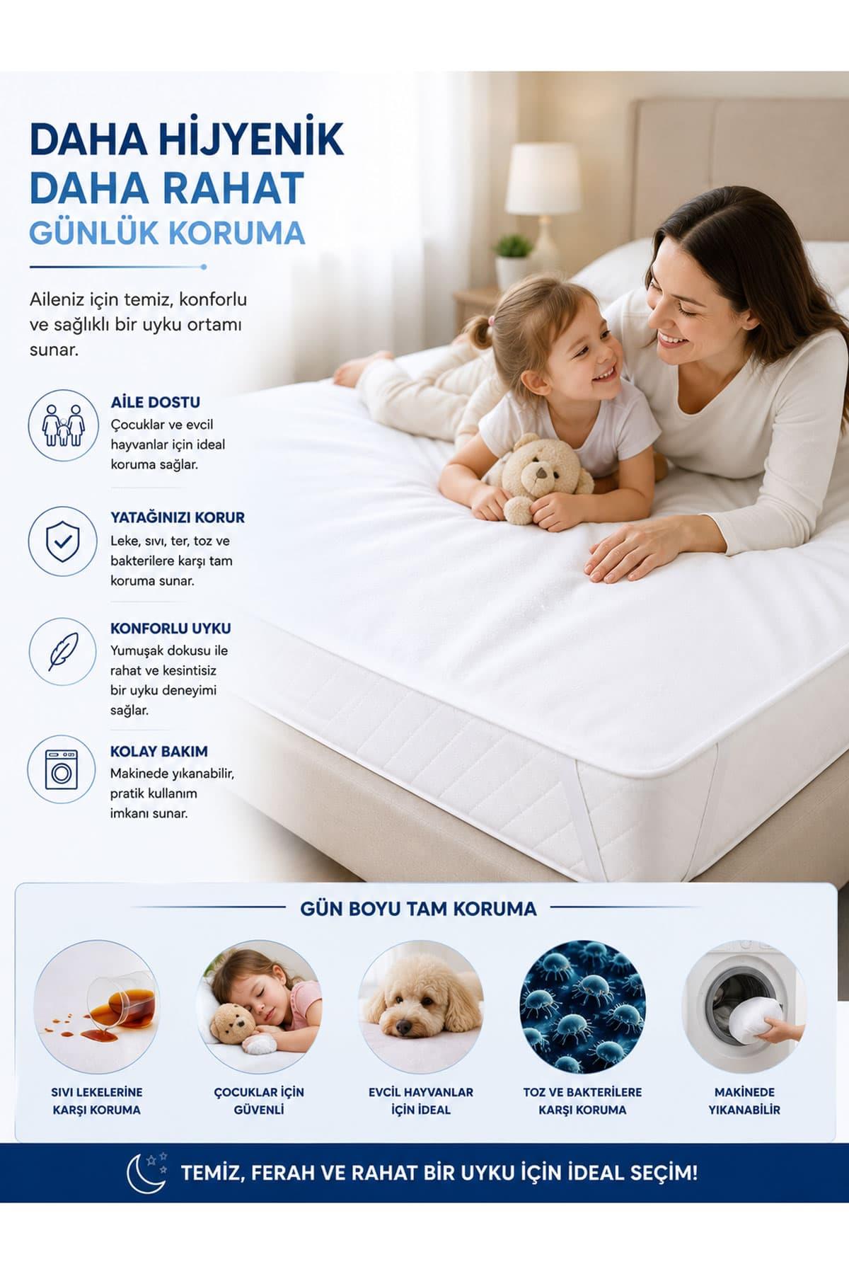 90x190 Sıvı Geçirmez Pamuklu Tek Kişilik Yatak Alezi (Köşe Lastikli)