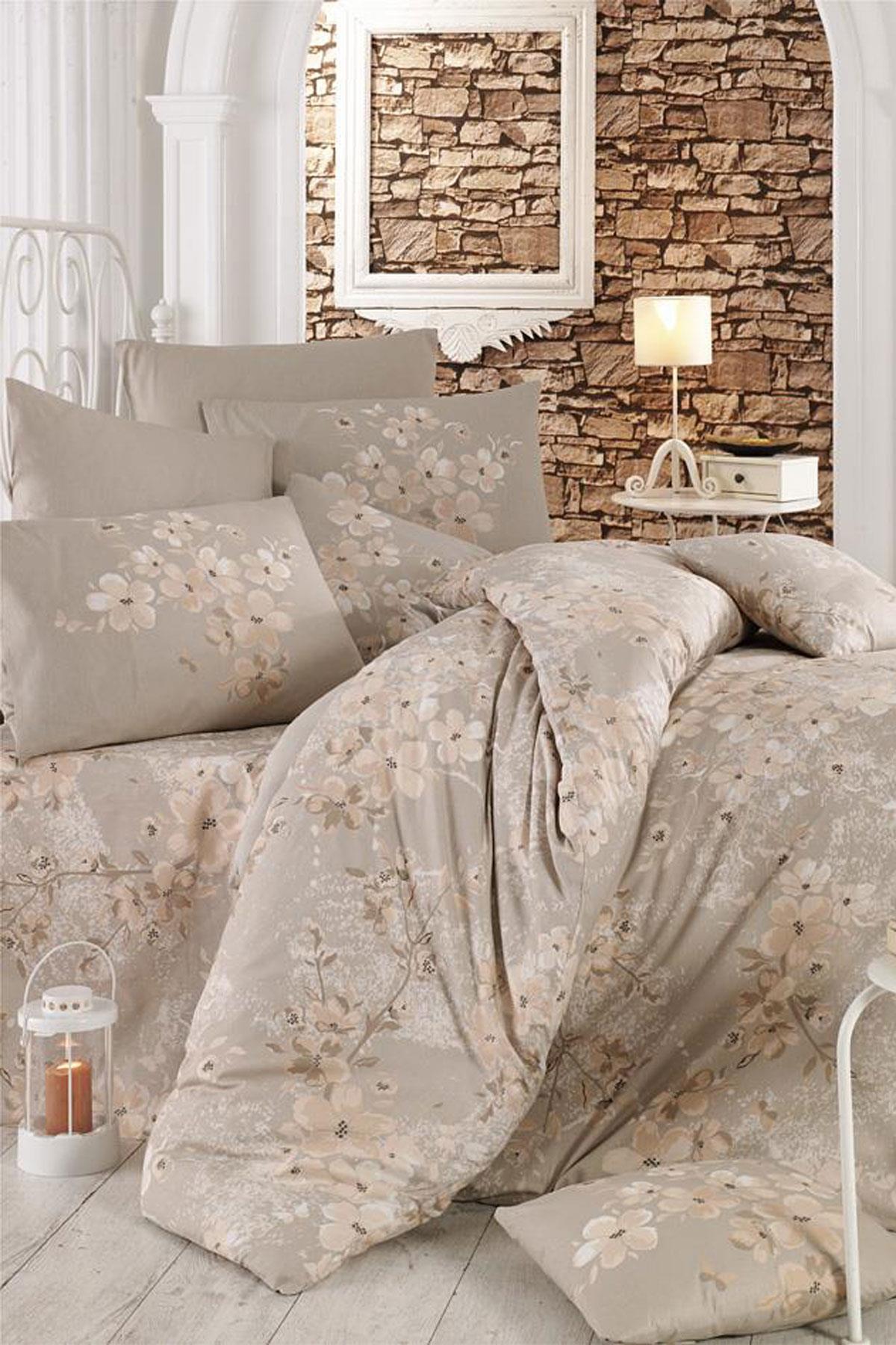 Çift Kişilik Nevresim Takımı Pamuklu Bej Bahar