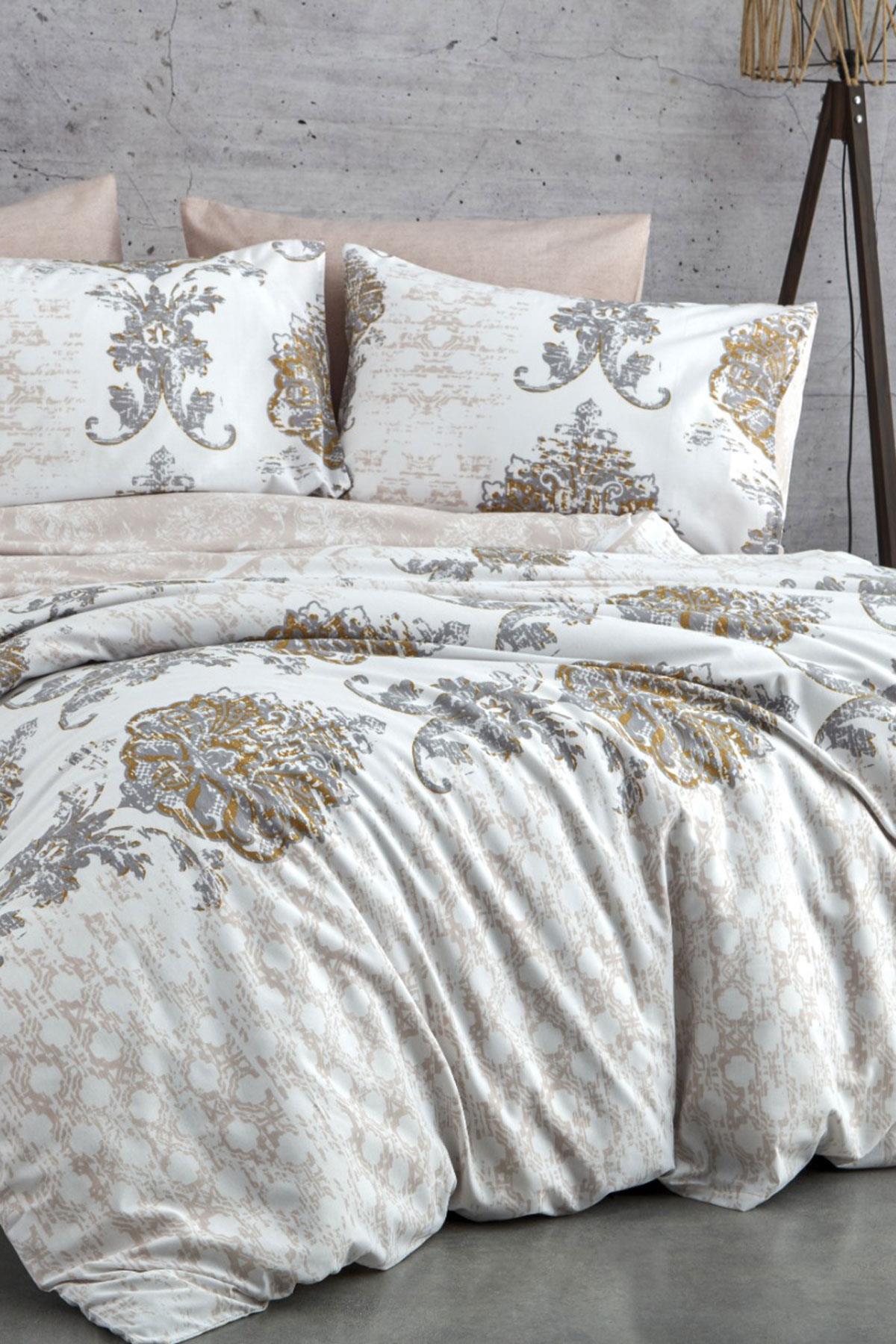 Çift Kişilik Nevresim Takımı Pamuklu Bej Asalet