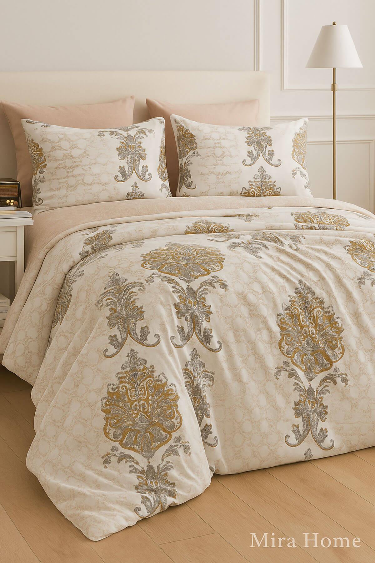 Çift Kişilik Nevresim Takımı Pamuklu Bej Asalet