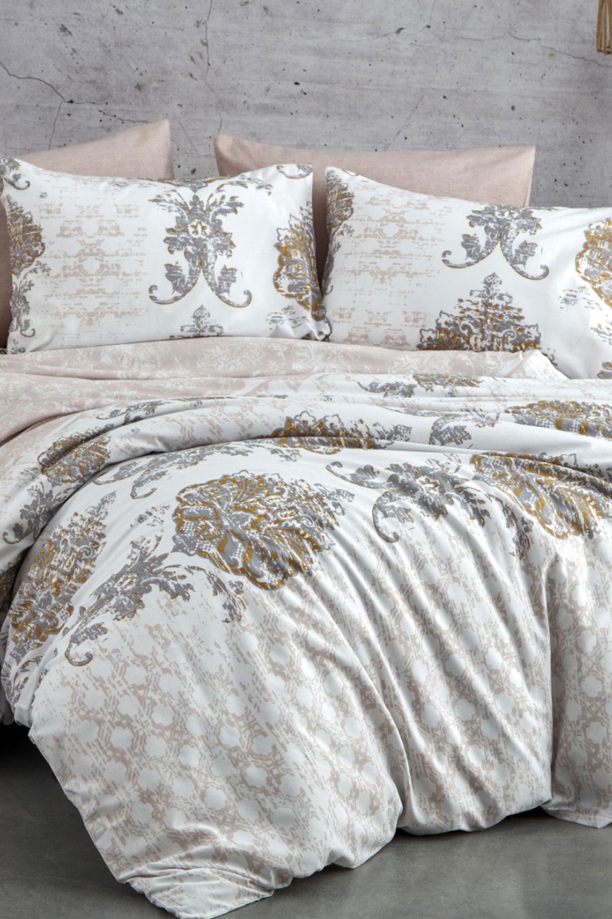 Çift Kişilik Nevresim Takımı Pamuklu Bej Asalet