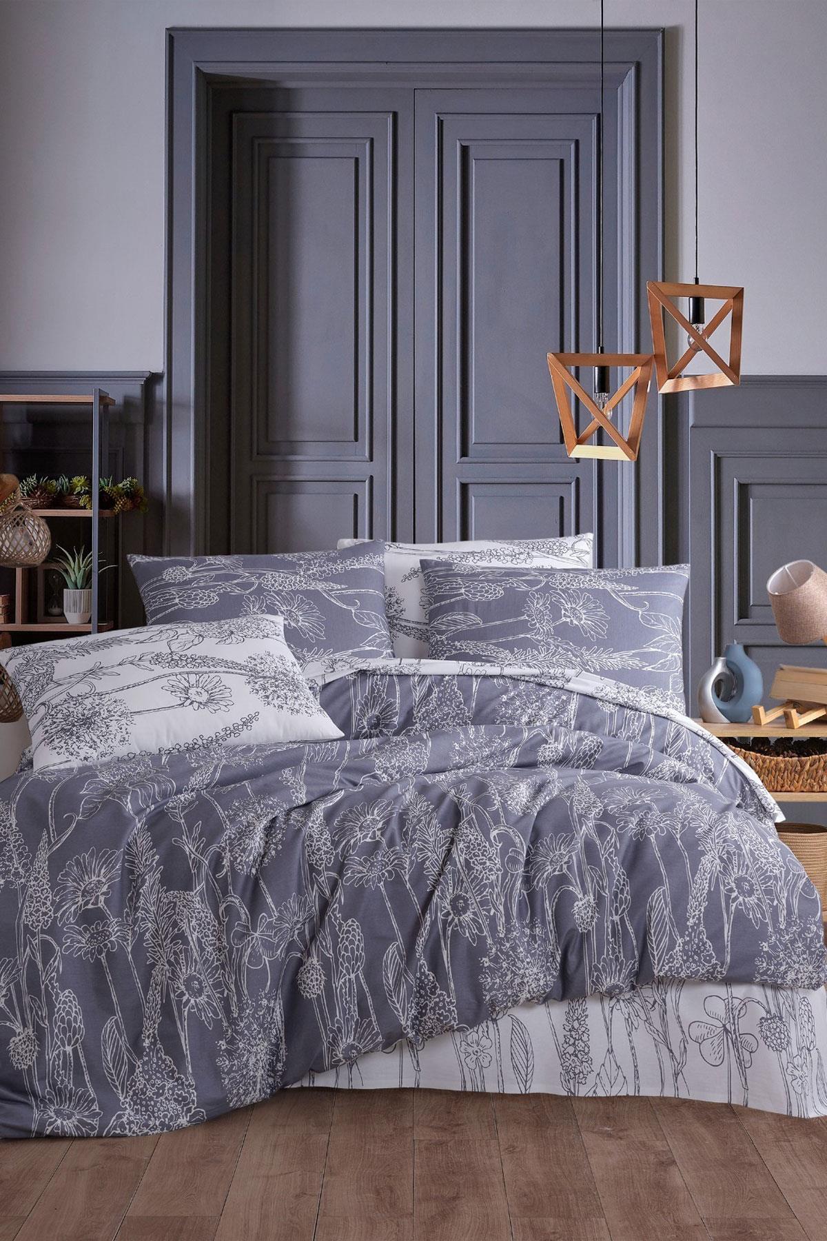 Çift Kişilik Nevresim Takımı Pamuklu Gece Bahçesi