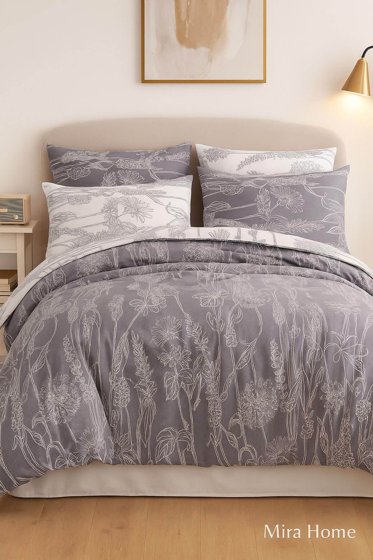 Çift Kişilik Nevresim Takımı Pamuklu Gece Bahçesi