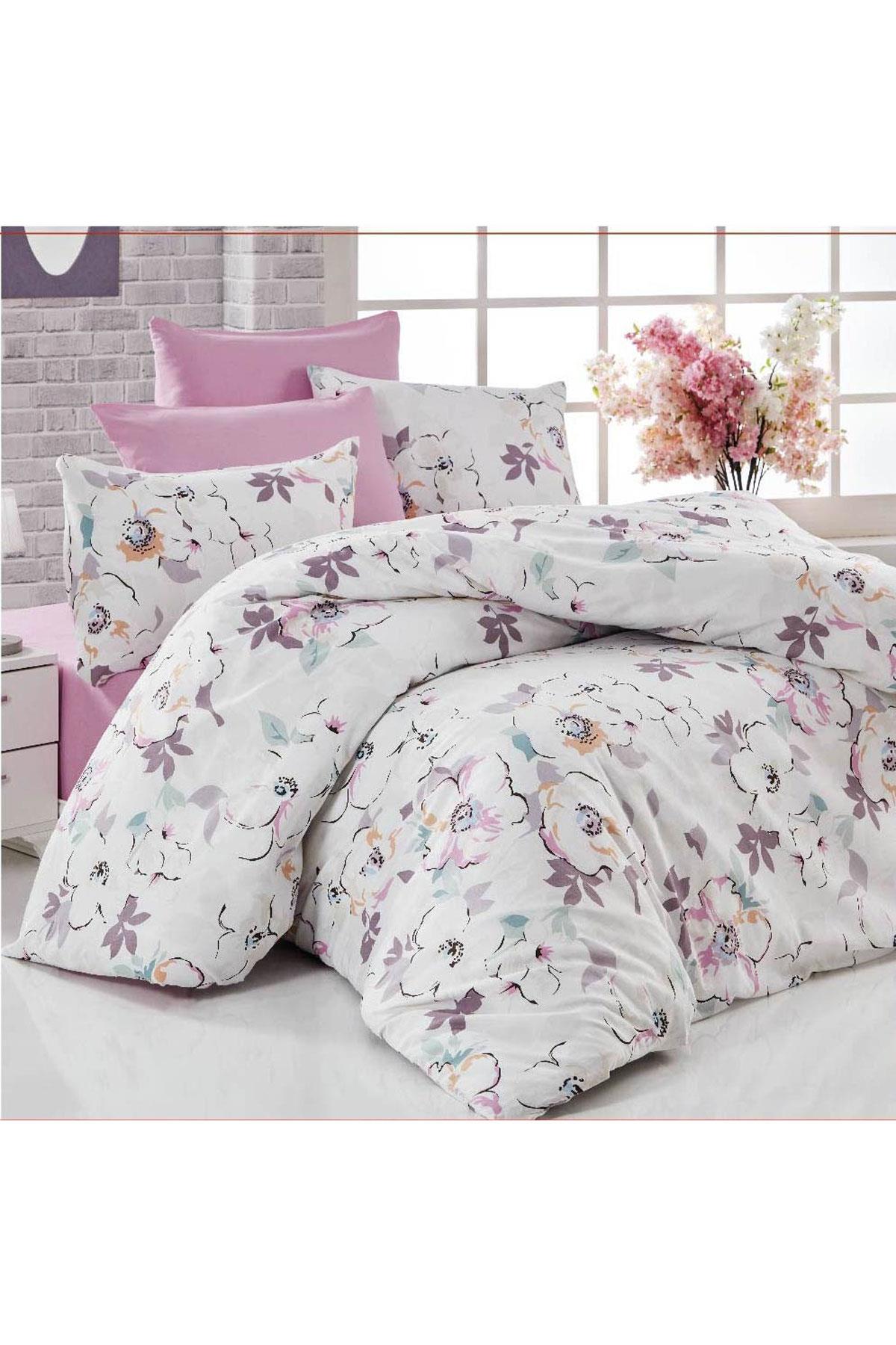 Çift Kişilik Nevresim Takımı Pamuklu Lavanta Baharı