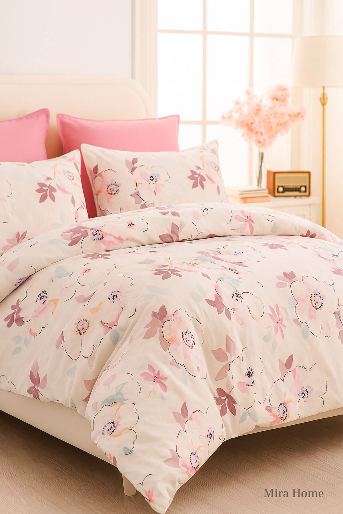 Çift Kişilik Nevresim Takımı Pamuklu Lavanta Baharı