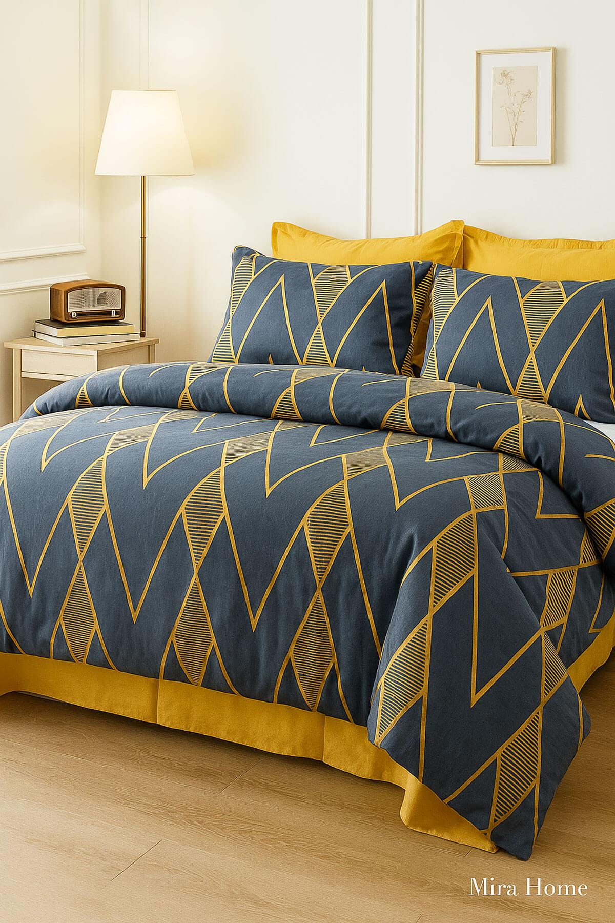 Çift Kişilik Pamuklu Nevresim Takımı Royal Baklava Desen 