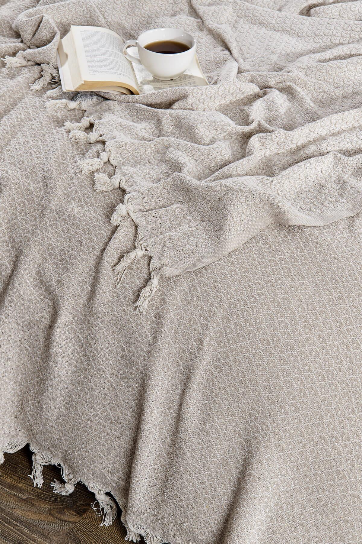 Çift Kişilik Yatak Pikesi Deniz Bej 200 x 230 Cm