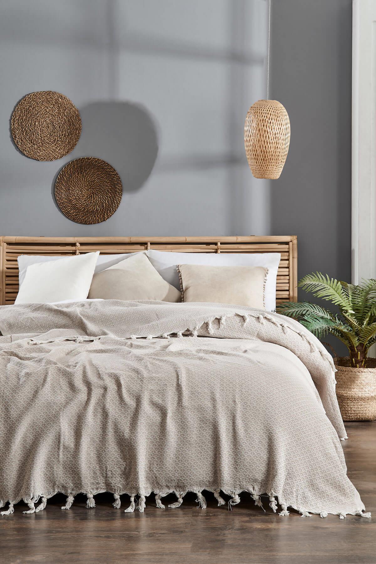 Çift Kişilik Yatak Pikesi Deniz Bej 200 x 230 Cm