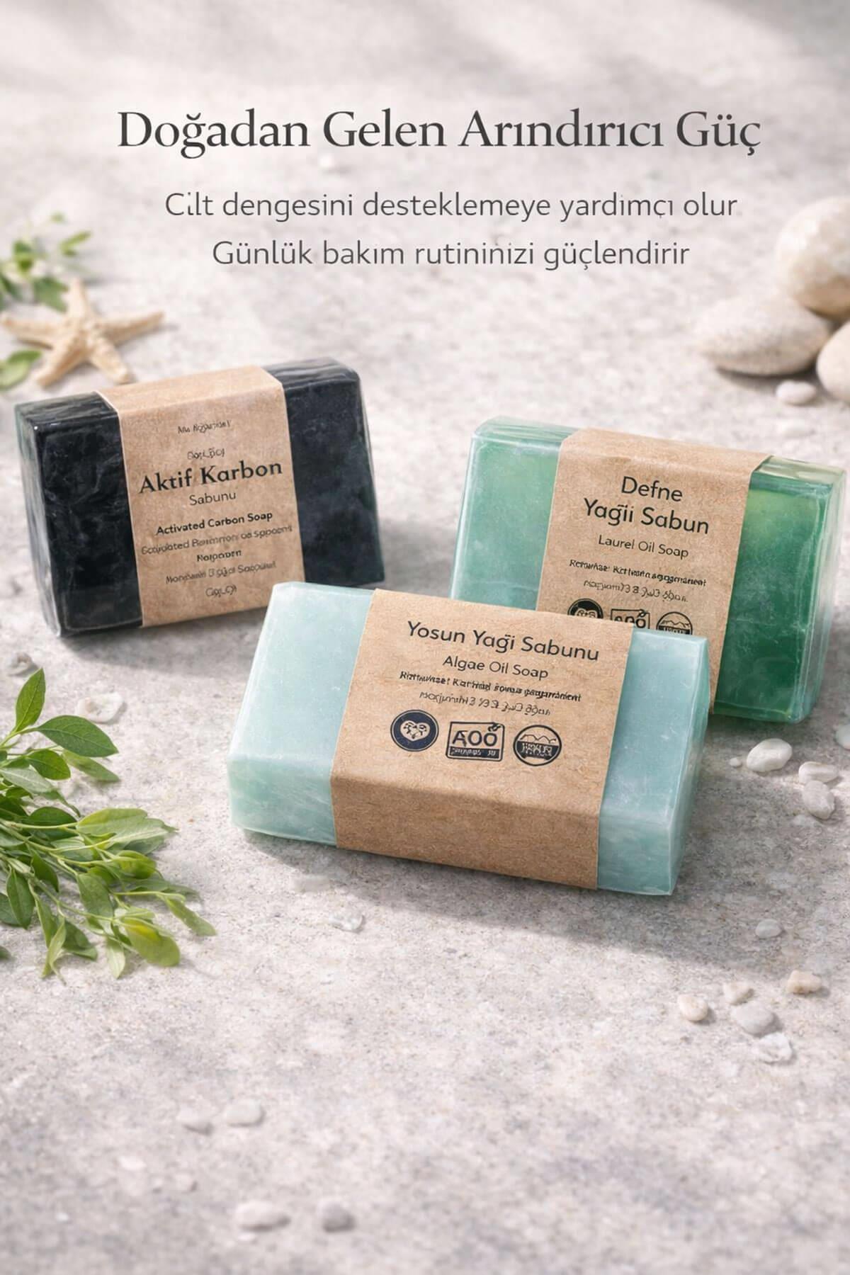 Derin Arındırıcı ve Gözenek Sıkılaştırıcı Doğal Detoks 3 lü Doğal Sabun Seti