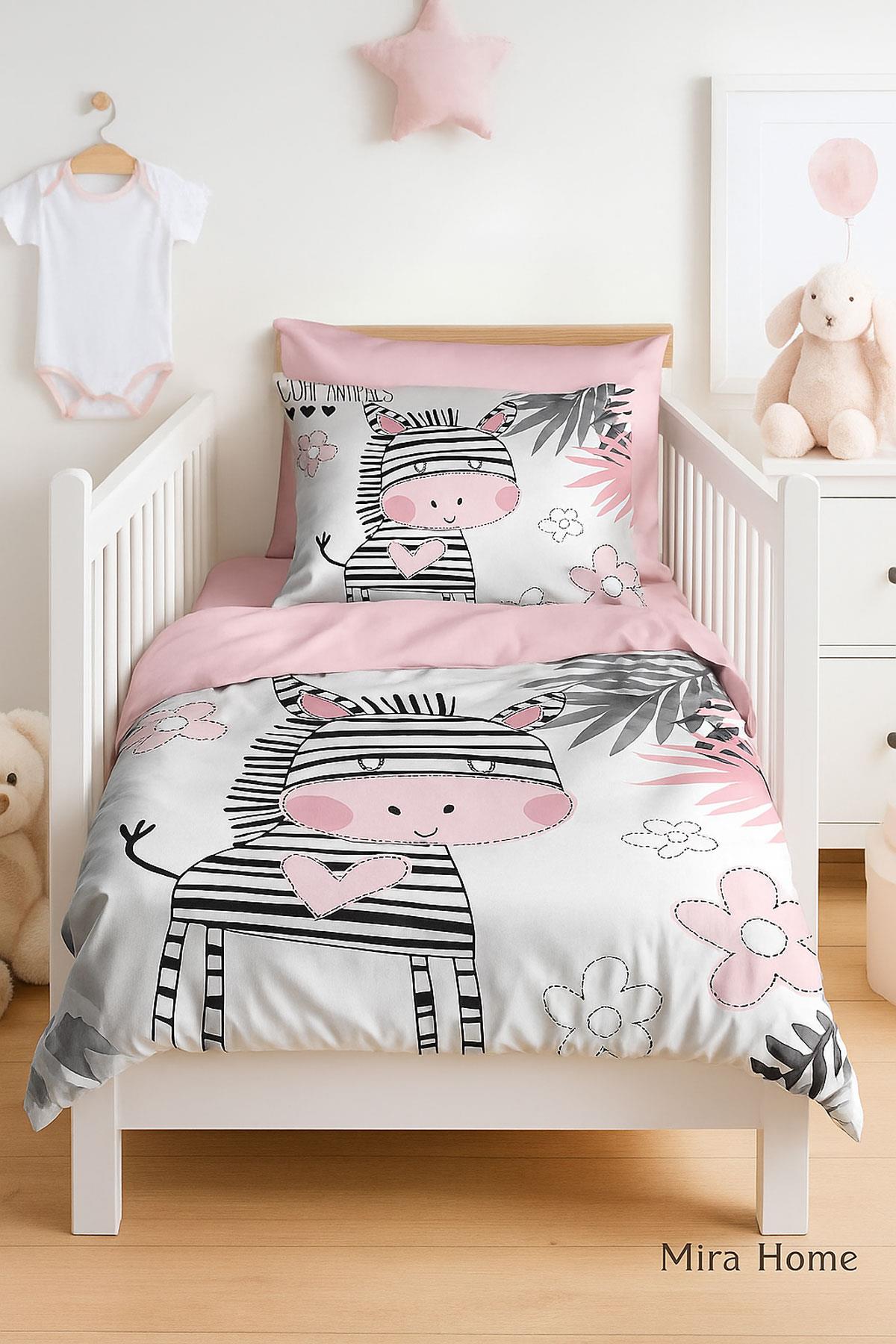 Dijital Baskılı 3d Pamuklu Yenidoğan Bebek Nevresim Takımı Baby Zebra