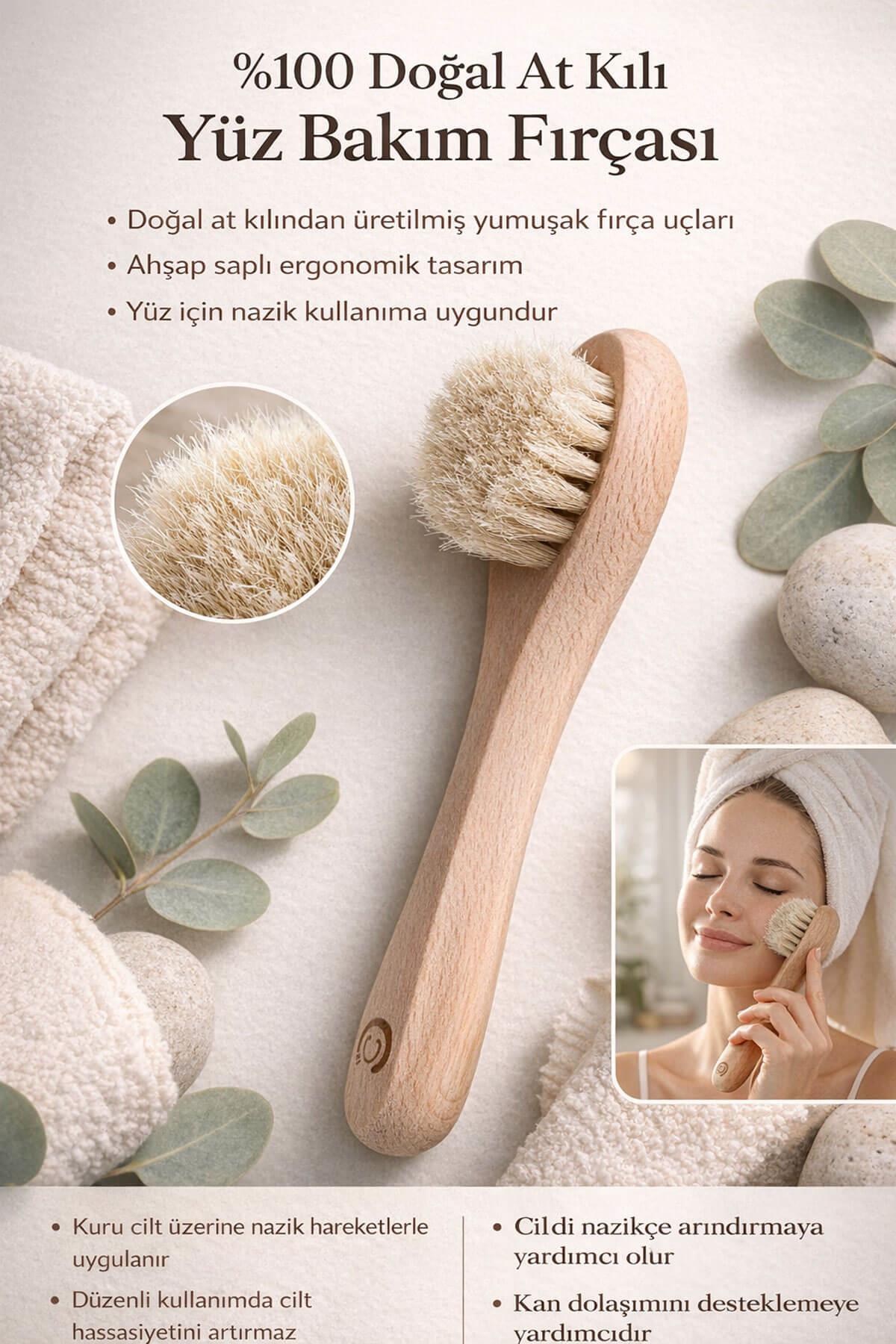 Doğal At Kılı Yüz Bakım Fırçası