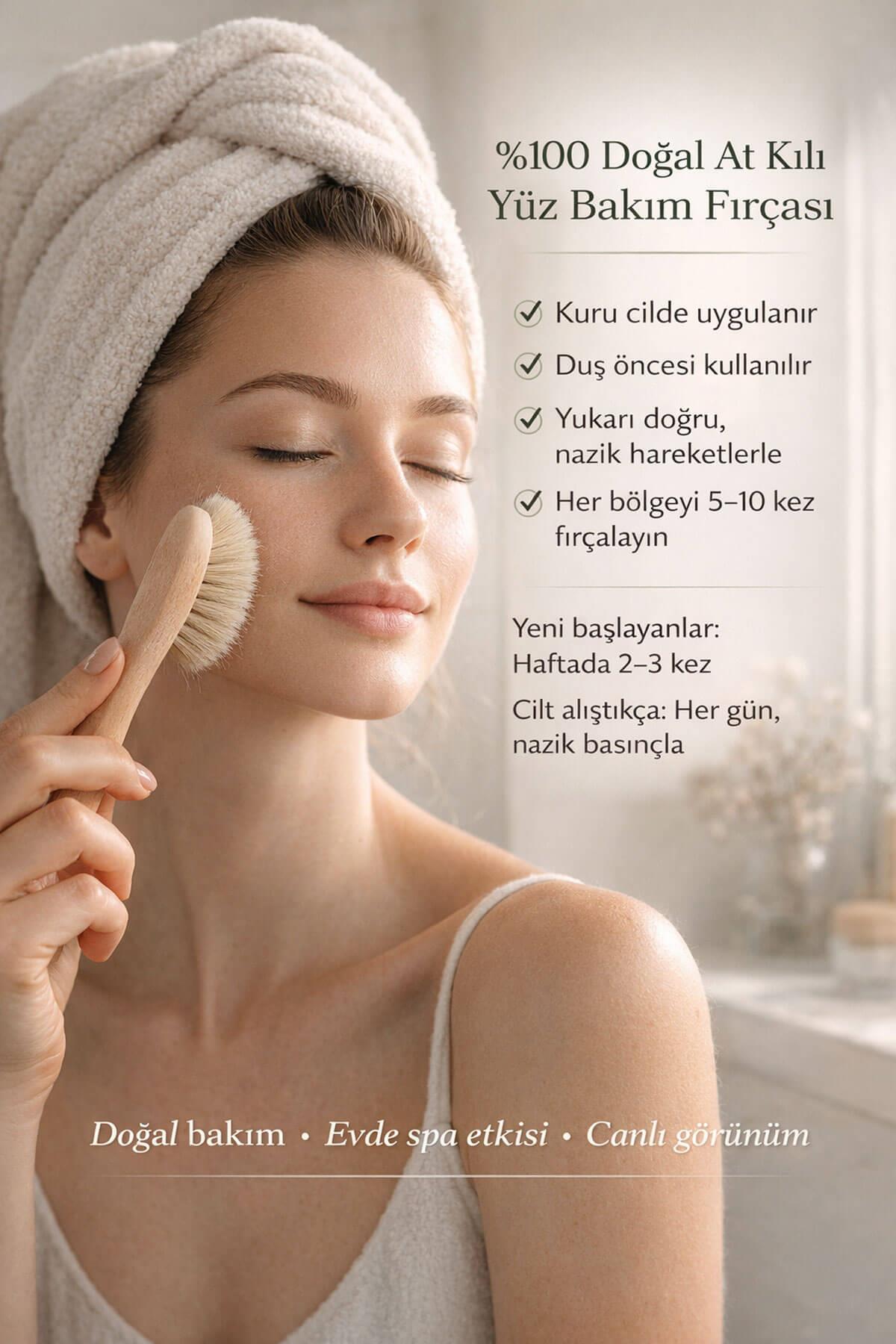 Doğal At Kılı Yüz Bakım Fırçası