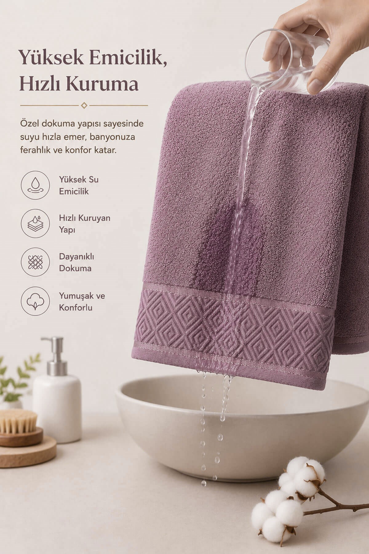 El Yüz Havlusu 50x90 cm %100 Pamuk Kısmi Kadife Jakar Nova Collection