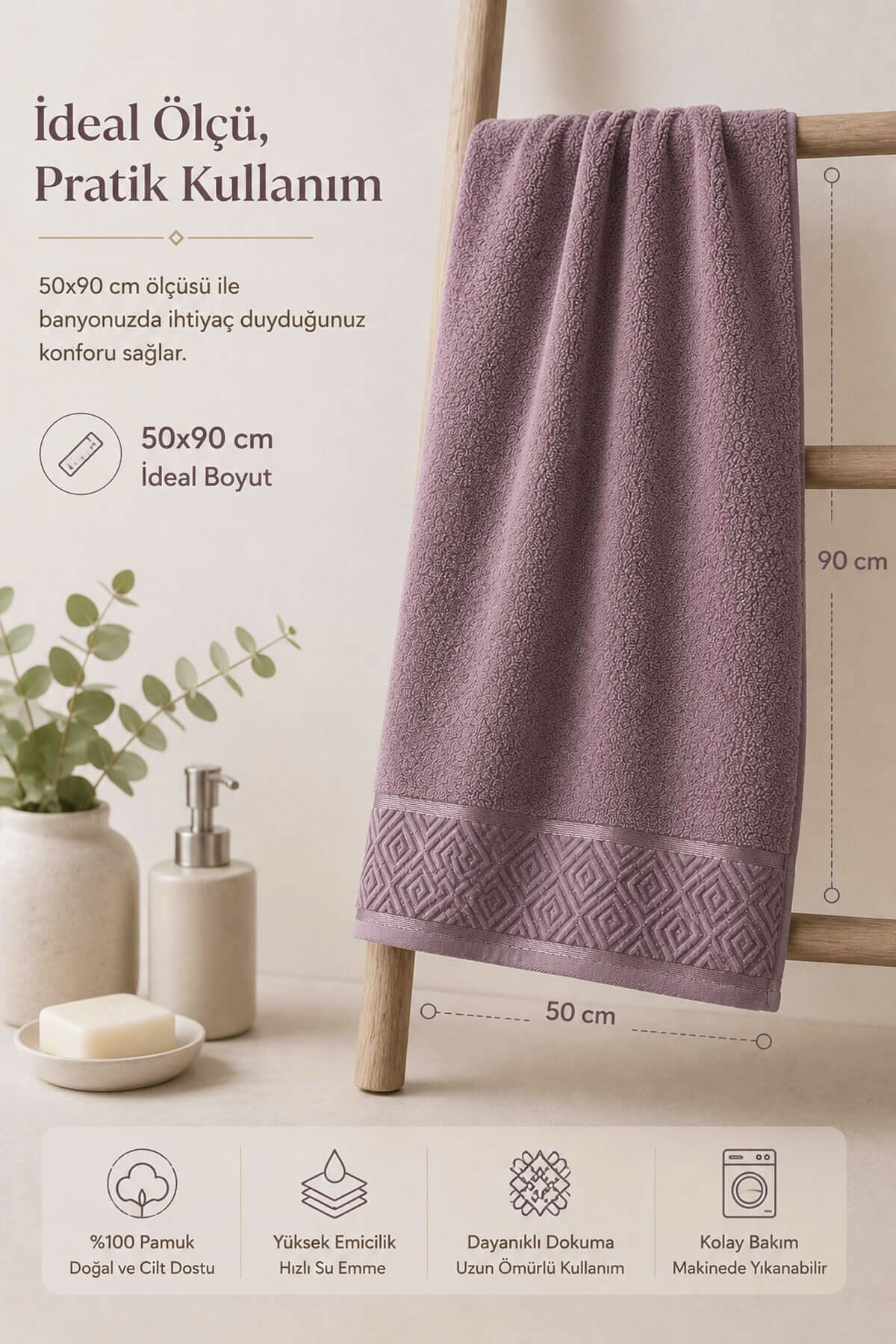 El Yüz Havlusu 50x90 cm %100 Pamuk Kısmi Kadife Jakar Nova Collection