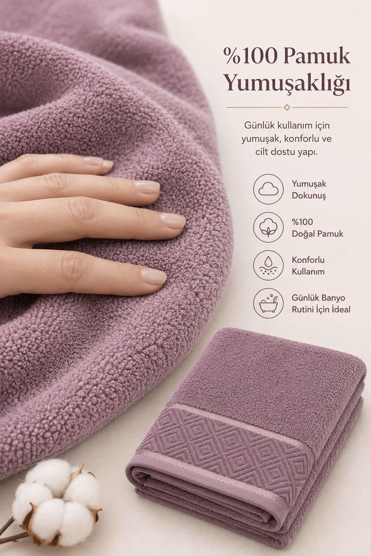 El Yüz Havlusu 50x90 cm %100 Pamuk Kısmi Kadife Jakar Nova Collection