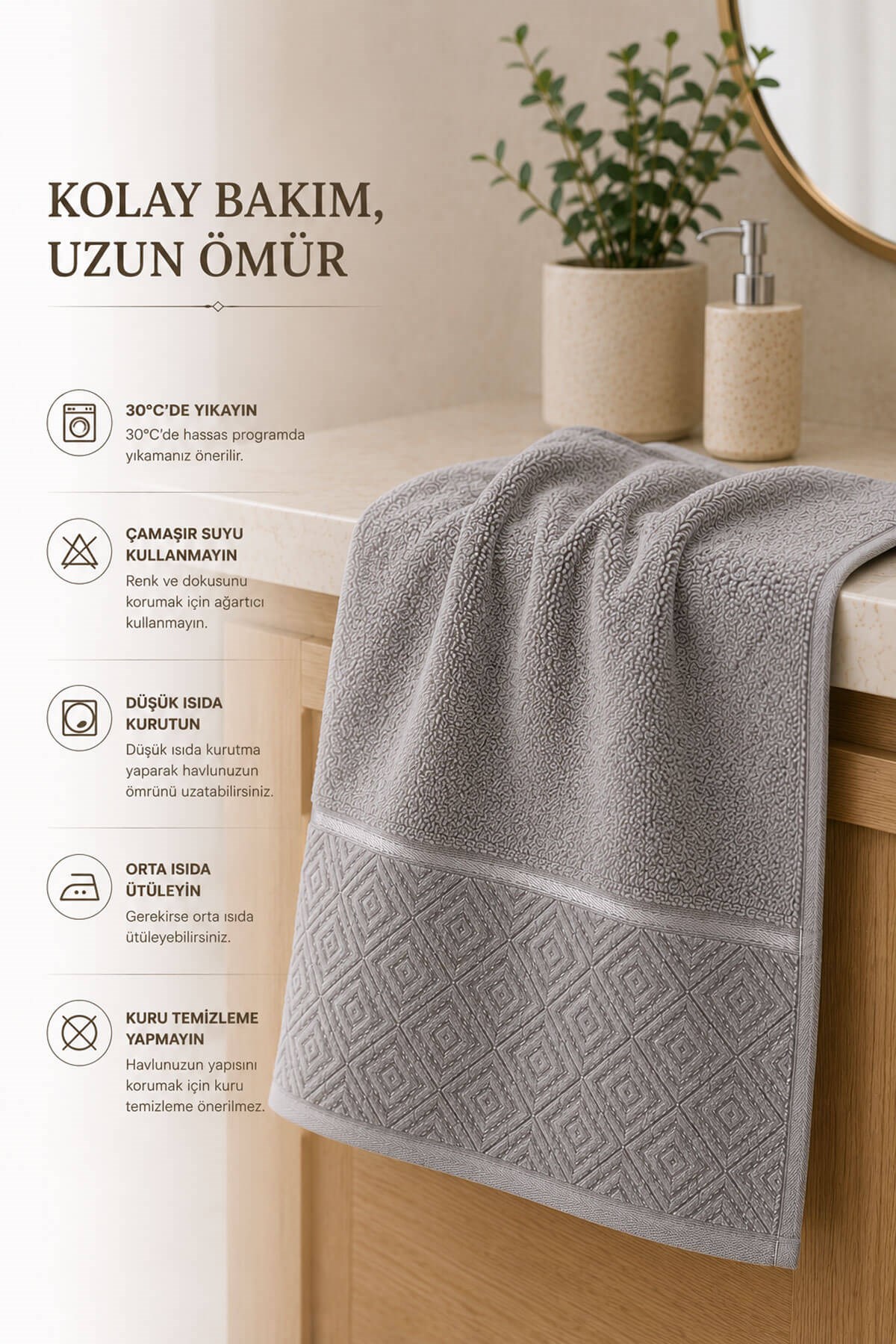 El Yüz Havlusu 50x90 cm %100 Pamuk Kısmi Kadife Jakar Nova Collection