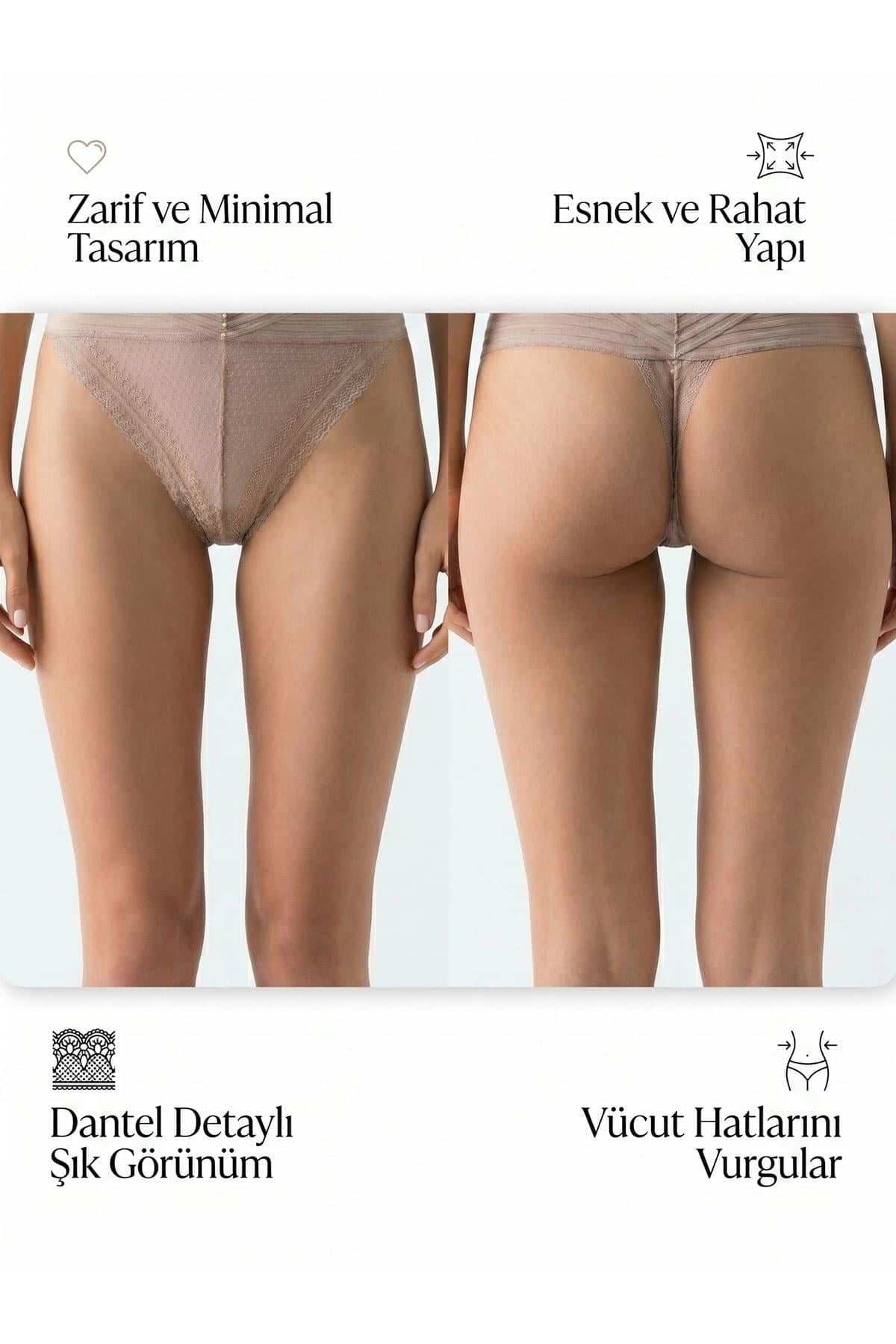 Kadın Dantel Çapraz Lastikli İpli Tanga String Külot