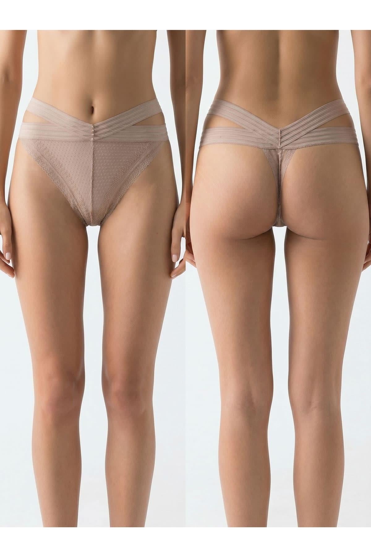 Kadın Dantel Çapraz Lastikli İpli Tanga String Külot