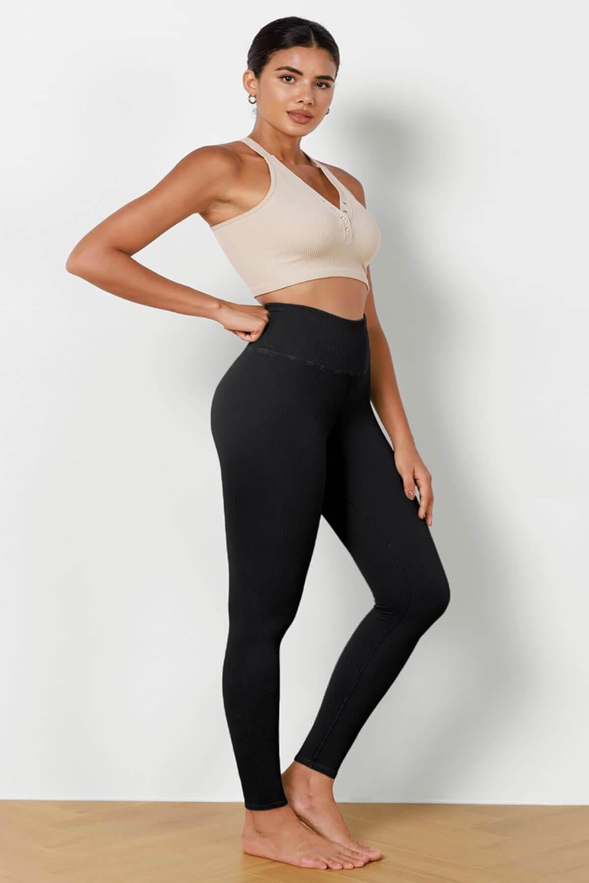 Kadın Yüksek Bel Fitilli Esnek Spor Tayt 4117