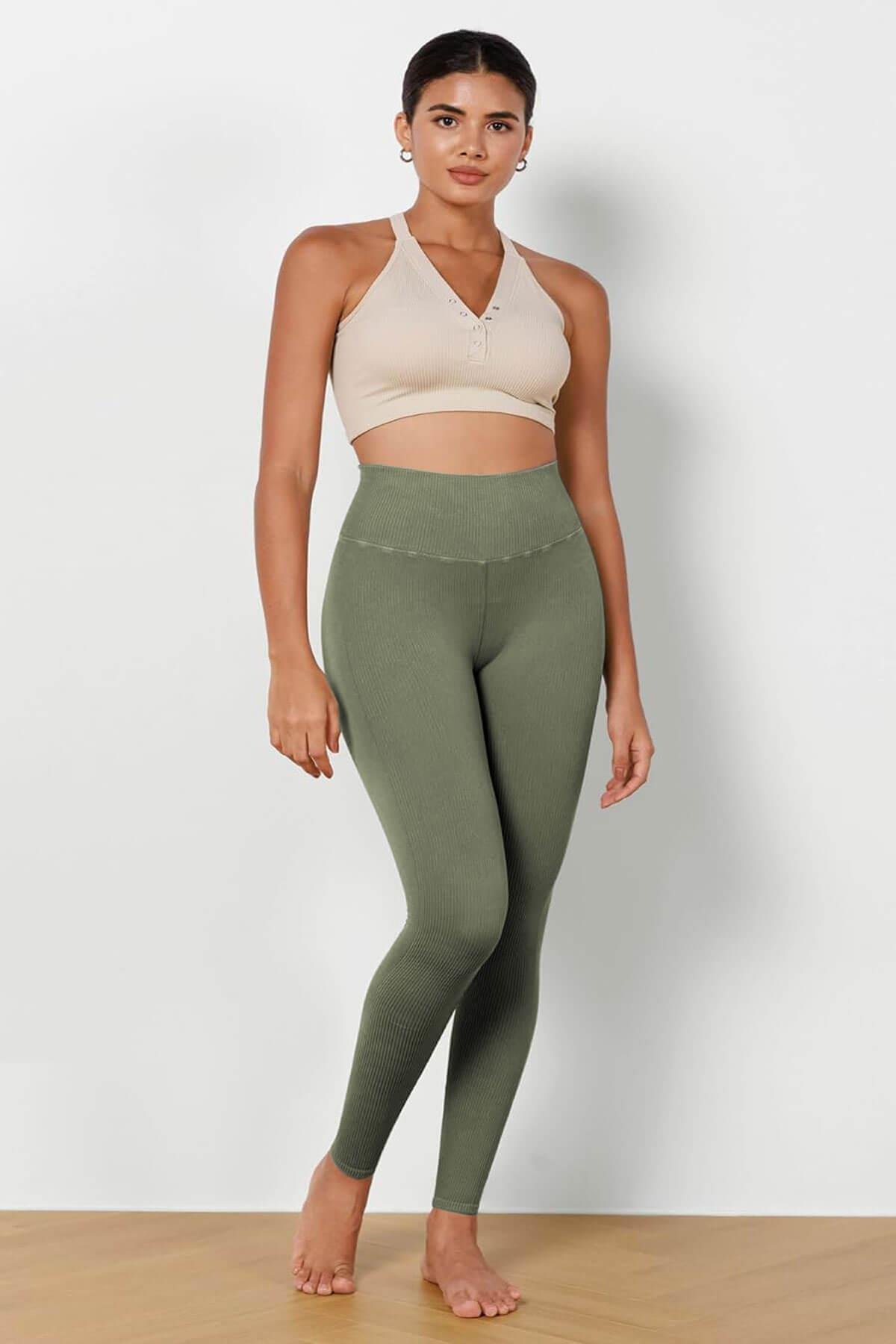 Kadın Yüksek Bel Fitilli Esnek Spor Tayt 4117