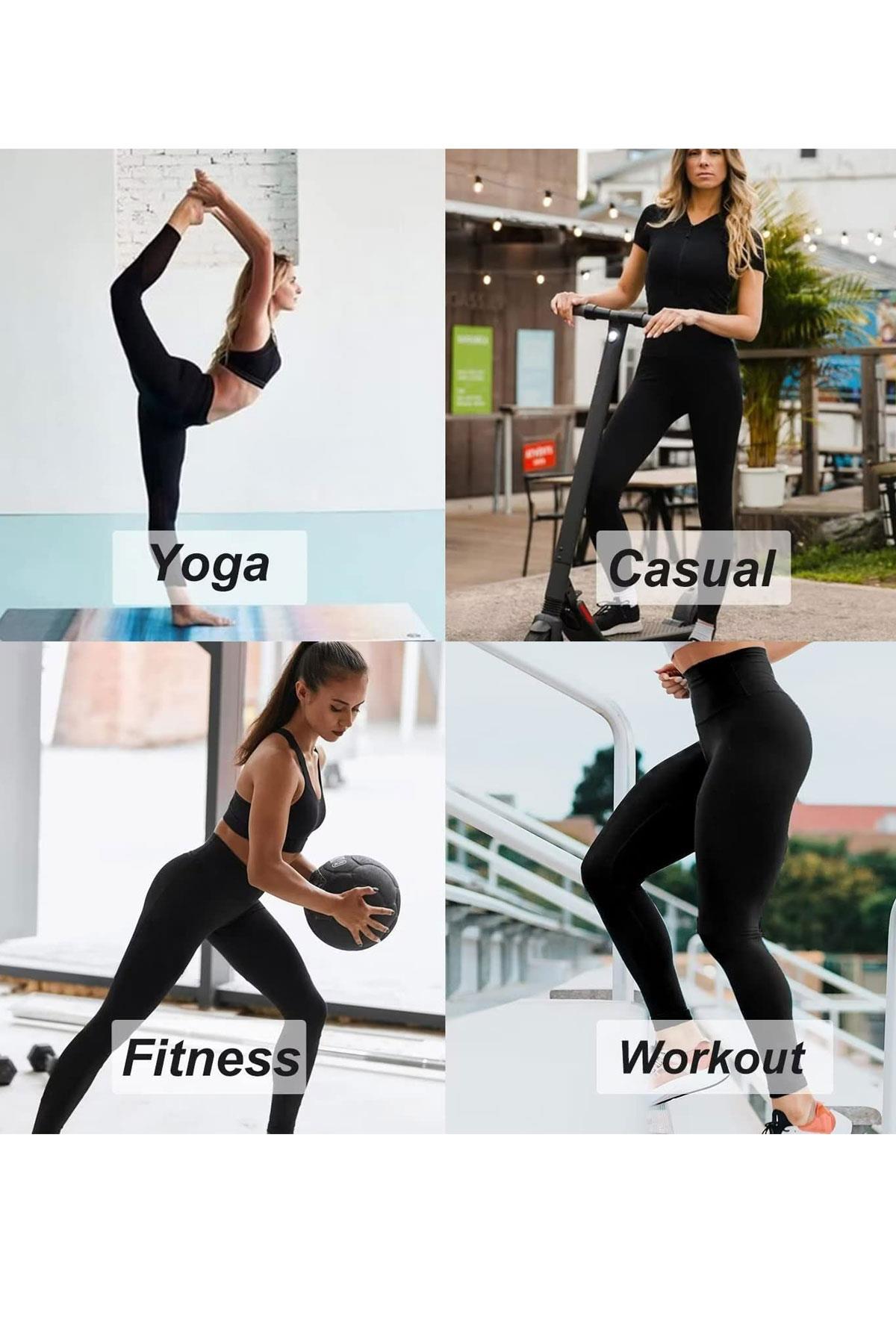 Kadın Yüksekbel Toparlayıcı Cepli Sporcu Tayt Yoga Pilates Fitnes