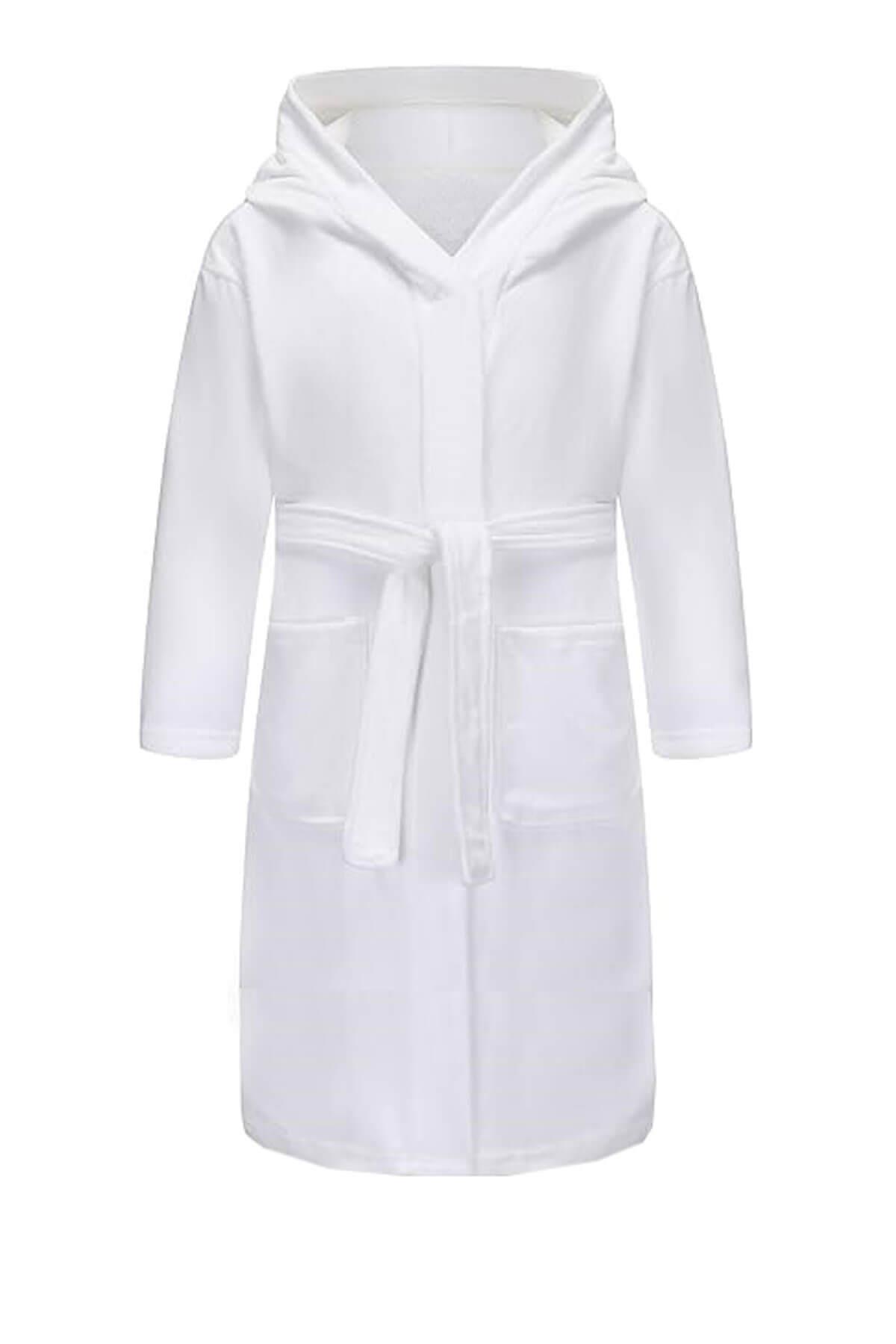 Kapüşonlu %100 Pamuklu Unisex Çocuk Banyo Bornozu 11-14 Yaş