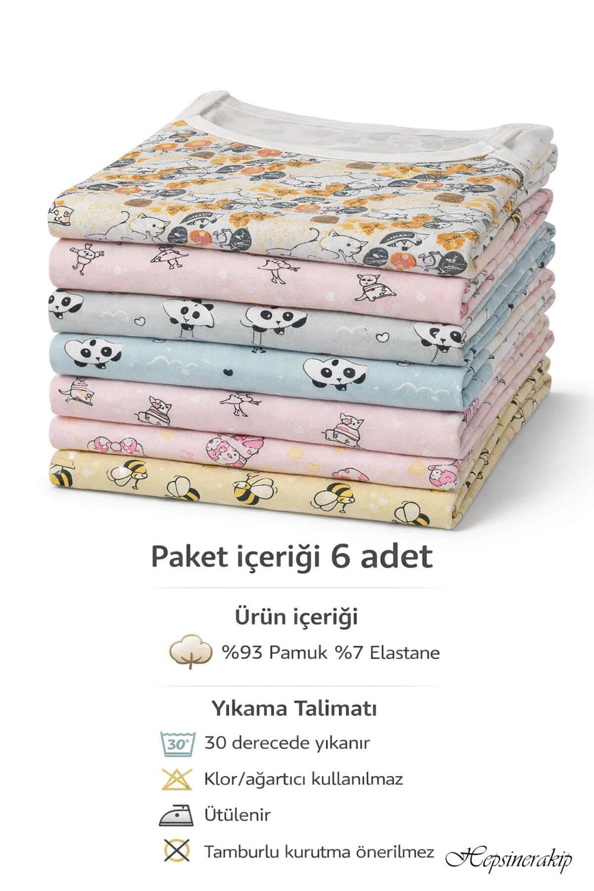 Kota 6lı Kız Çocuk İp Askılı Desenli Atlet Pamuklu Fanila