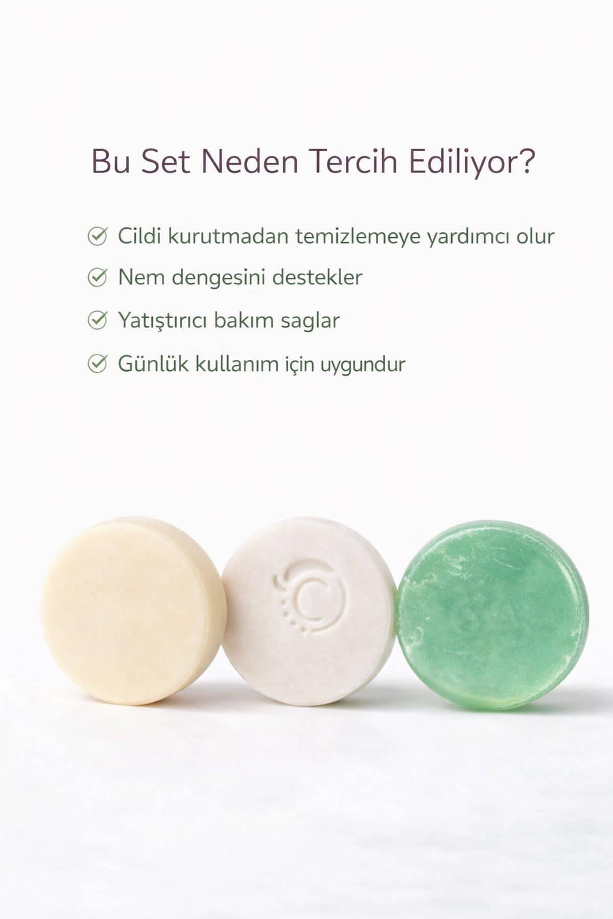 Kuru ve Hassas Ciltler İçin Besleyici 3 lü Doğal Sabun Bakım Seti