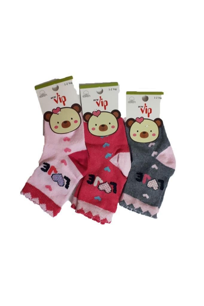 Lababy Renkli Desenli Kız Bebek Soket Çorap 6 lı Paket