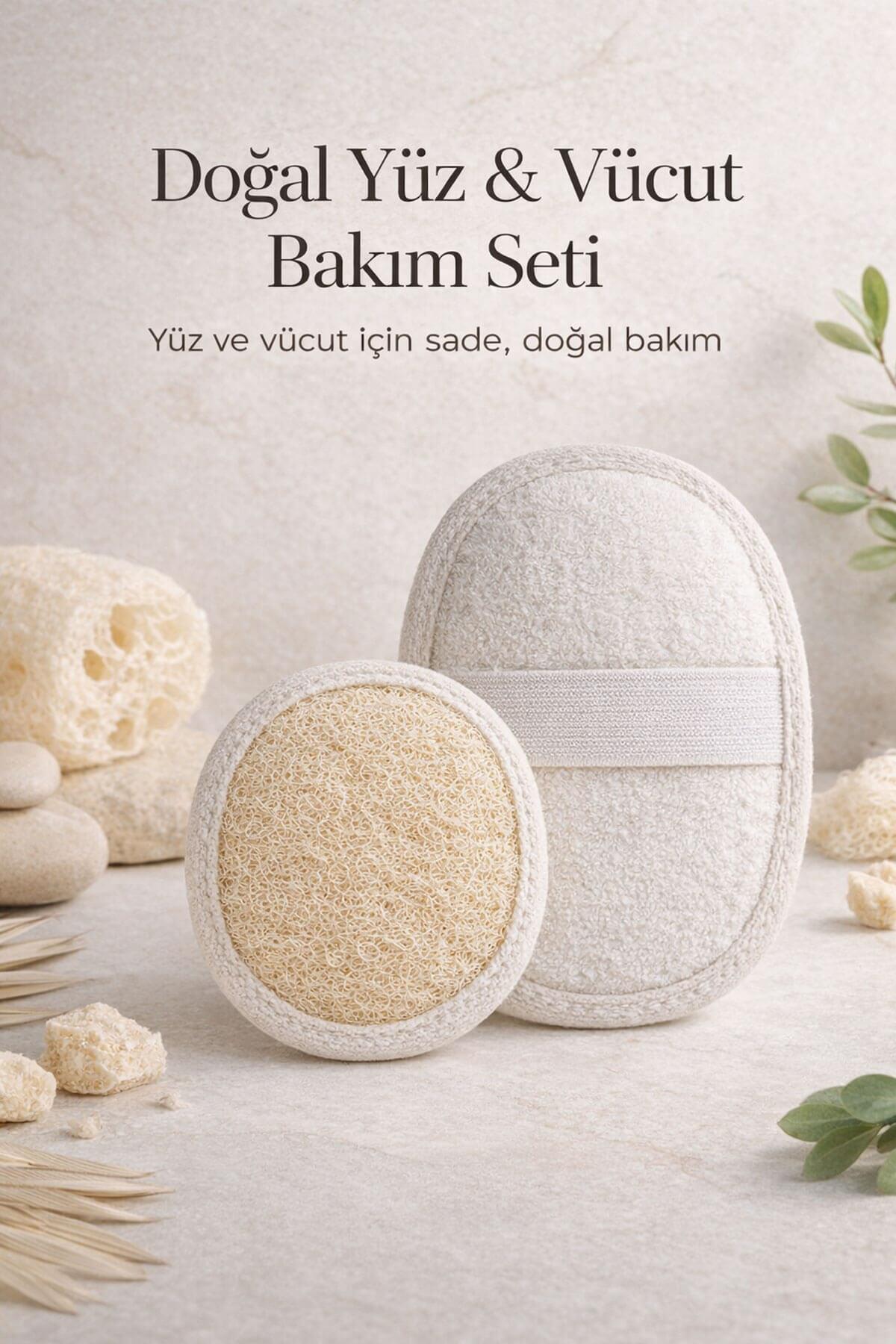 Mini Doğal Bakım Seti - Yüz Kesesi + Vücut Kesesi - Arındırıcı Peeling & Gözenek Sıkılaştırıcı 2'li Set
