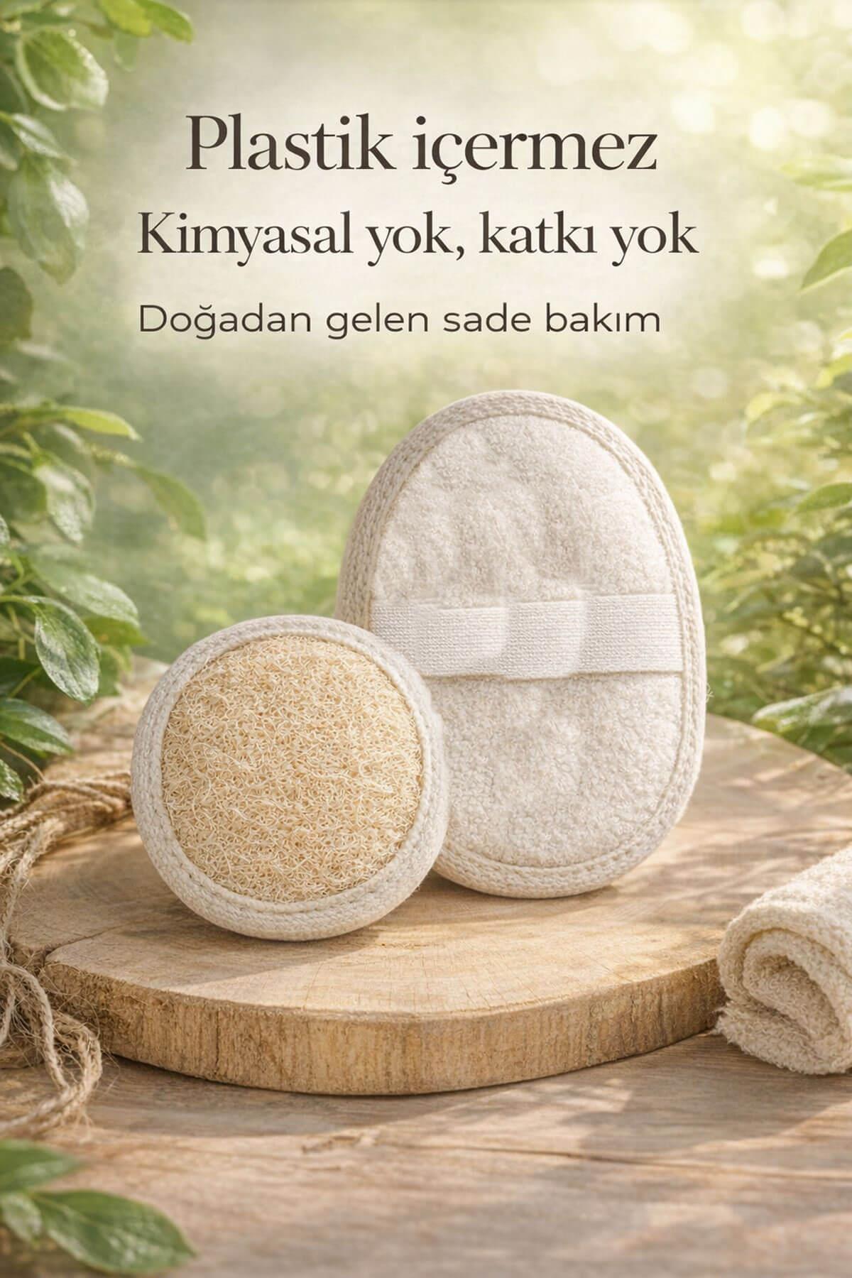 Mini Doğal Bakım Seti - Yüz Kesesi + Vücut Kesesi - Arındırıcı Peeling & Gözenek Sıkılaştırıcı 2'li Set