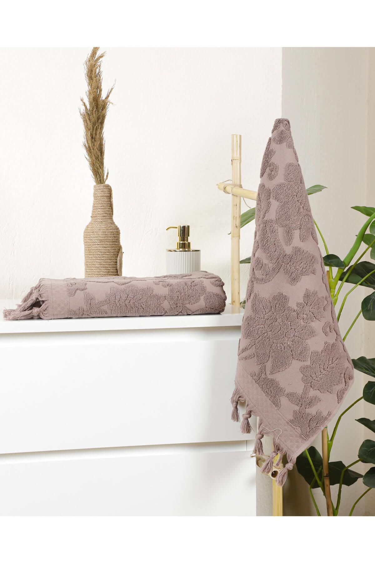 Mira Home Jakarlı Saçaklı Banyo Havlu Takımı Soft Pamuklu Maria Grace