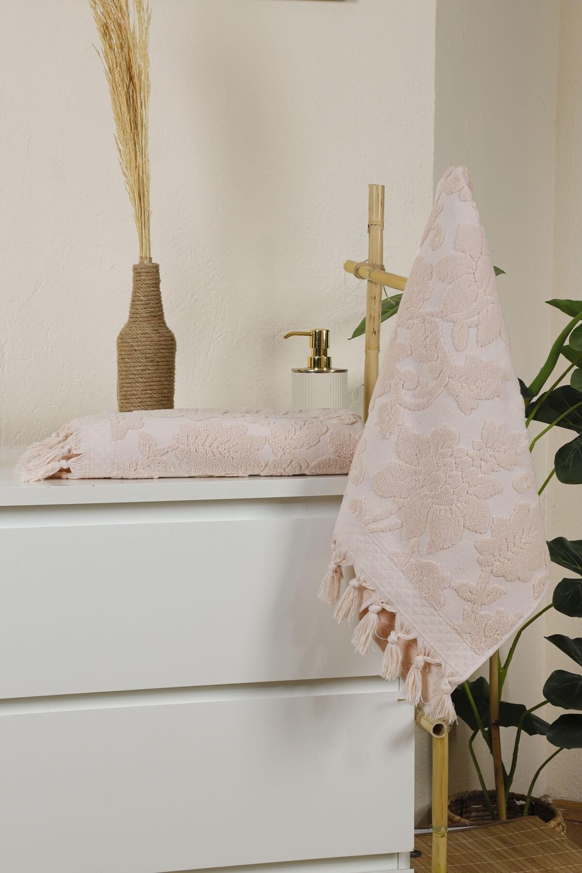 Mira Home Jakarlı Saçaklı Banyo Havlu Takımı Soft Pamuklu Maria Grace