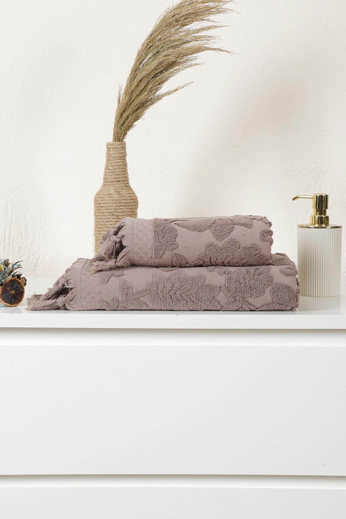 Mira Home Jakarlı Saçaklı Banyo Havlu Takımı Soft Pamuklu Maria Grace